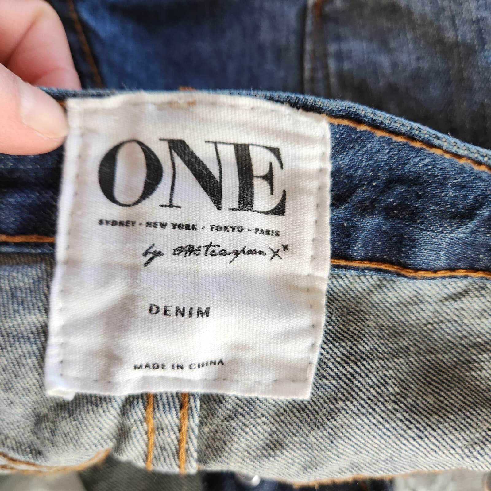 One Teaspoon Bandits Button Fly Denim Shorts Relax Fit Twisted Cuff Hem Blue 26 - Thumbnail 7