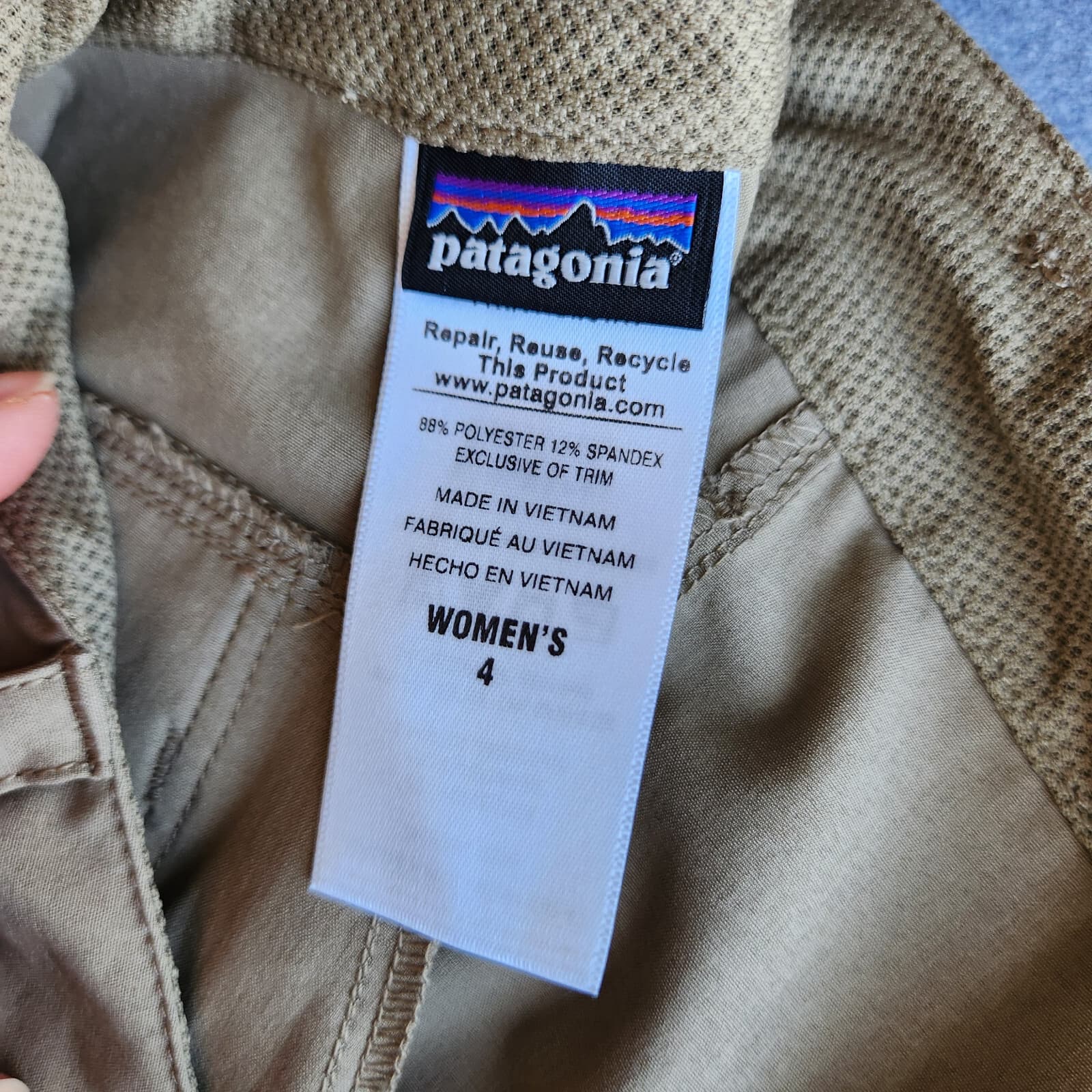 Patagonia Happy Hike 50+ UPF Crop Capri Pants Drawstring Pocket Khaki Women's 4 - Thumbnail 8