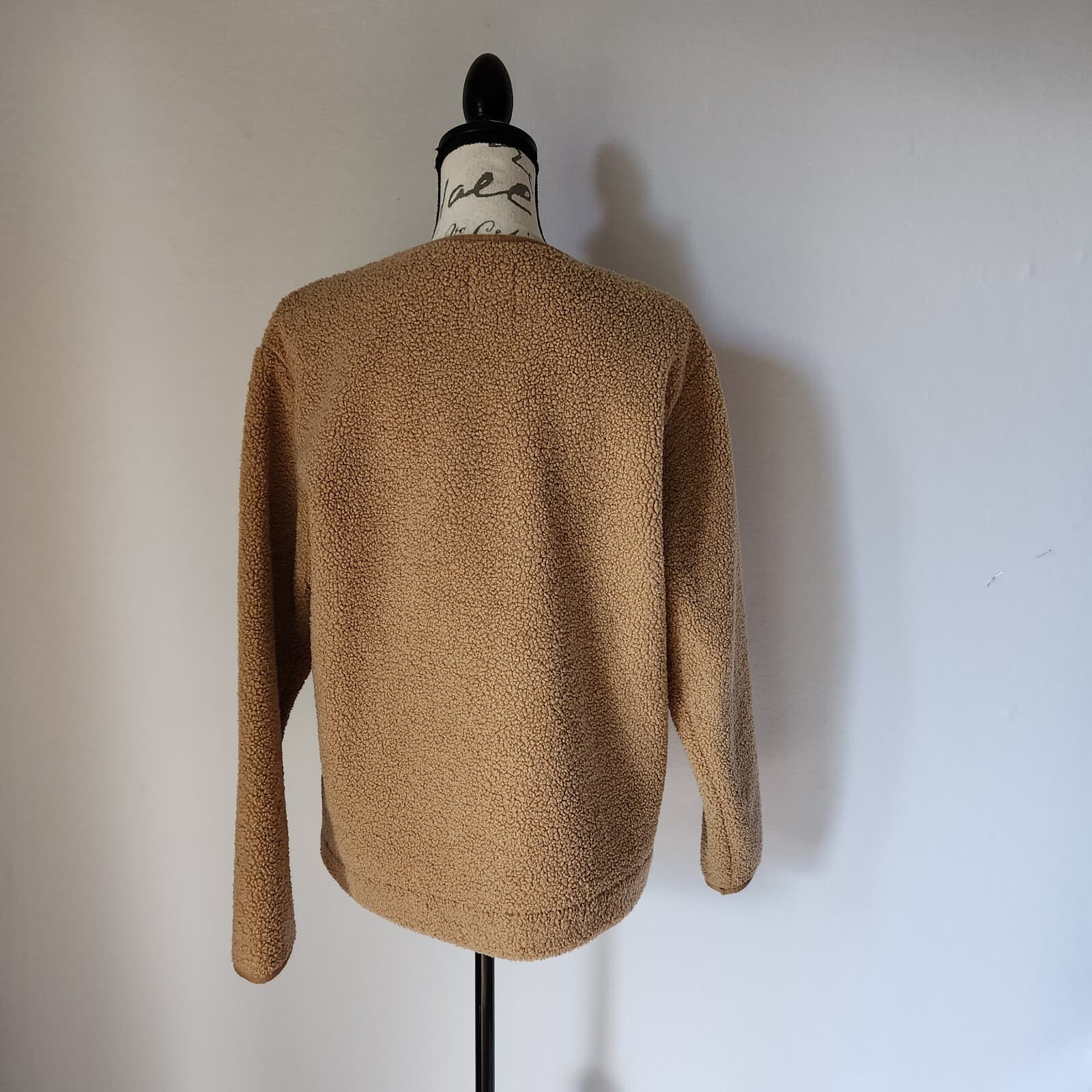 Joie Teddy Sherpa Fleece Jacket Snap Pocket Long Sleeve Tan Women's S - Thumbnail 5