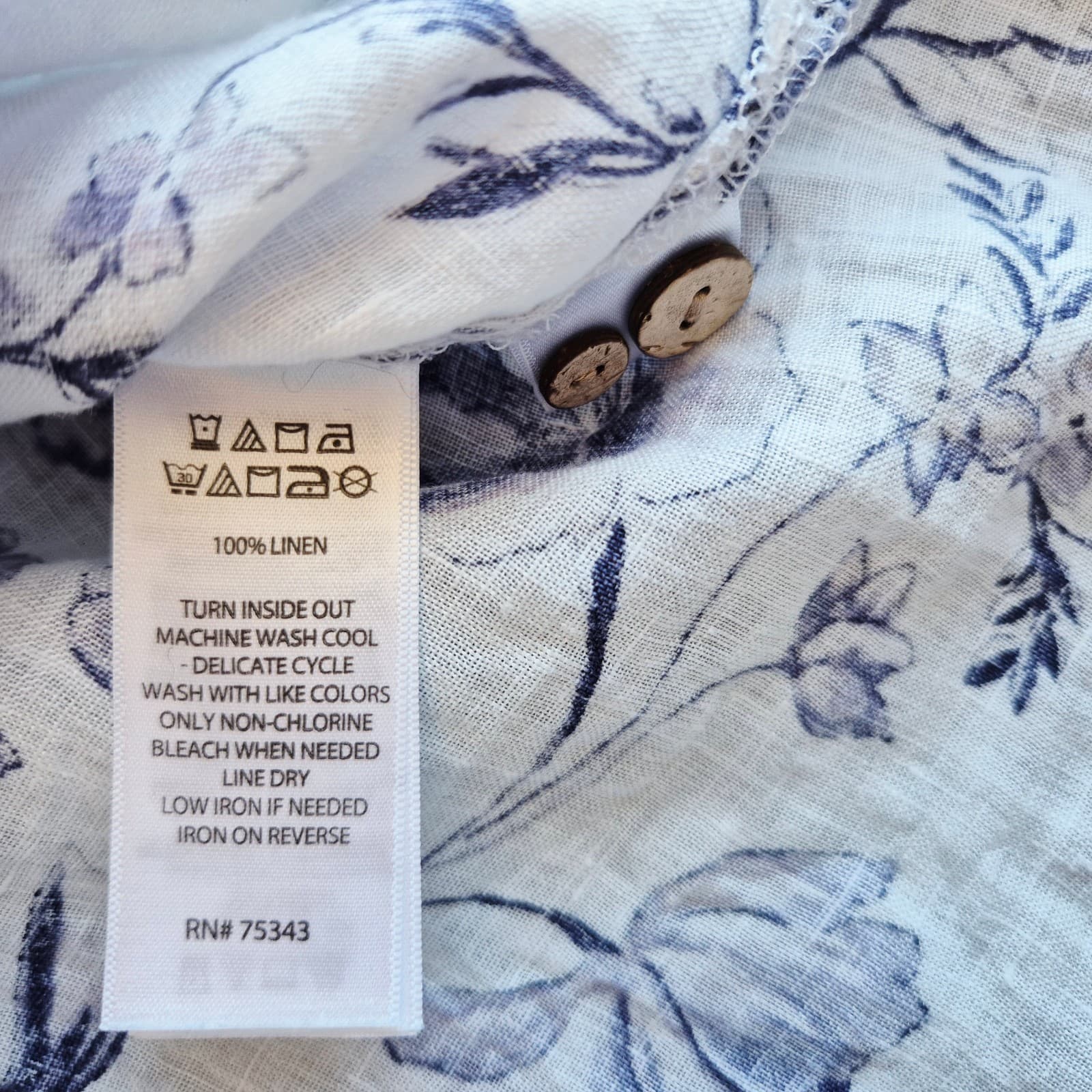 Cynthia Rowley Women 3X Linen Floral Popover Blouse Roll Tap Sleeve Purple White - Thumbnail 8