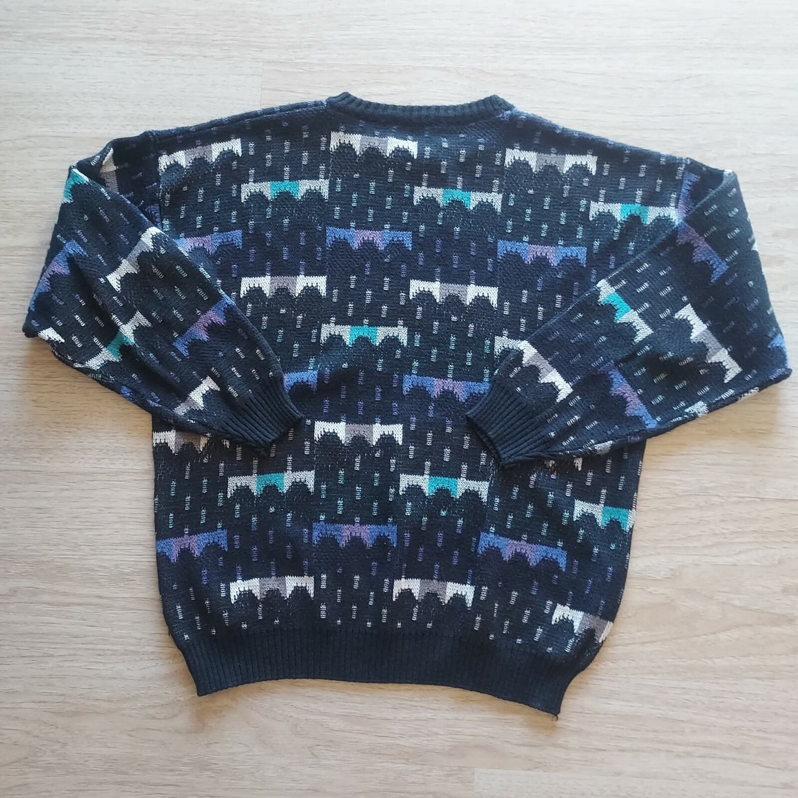 Vintage Progetto Crew Neck Sweater Cotton Blend Multicolor Men XL Made in Italy - Thumbnail 5