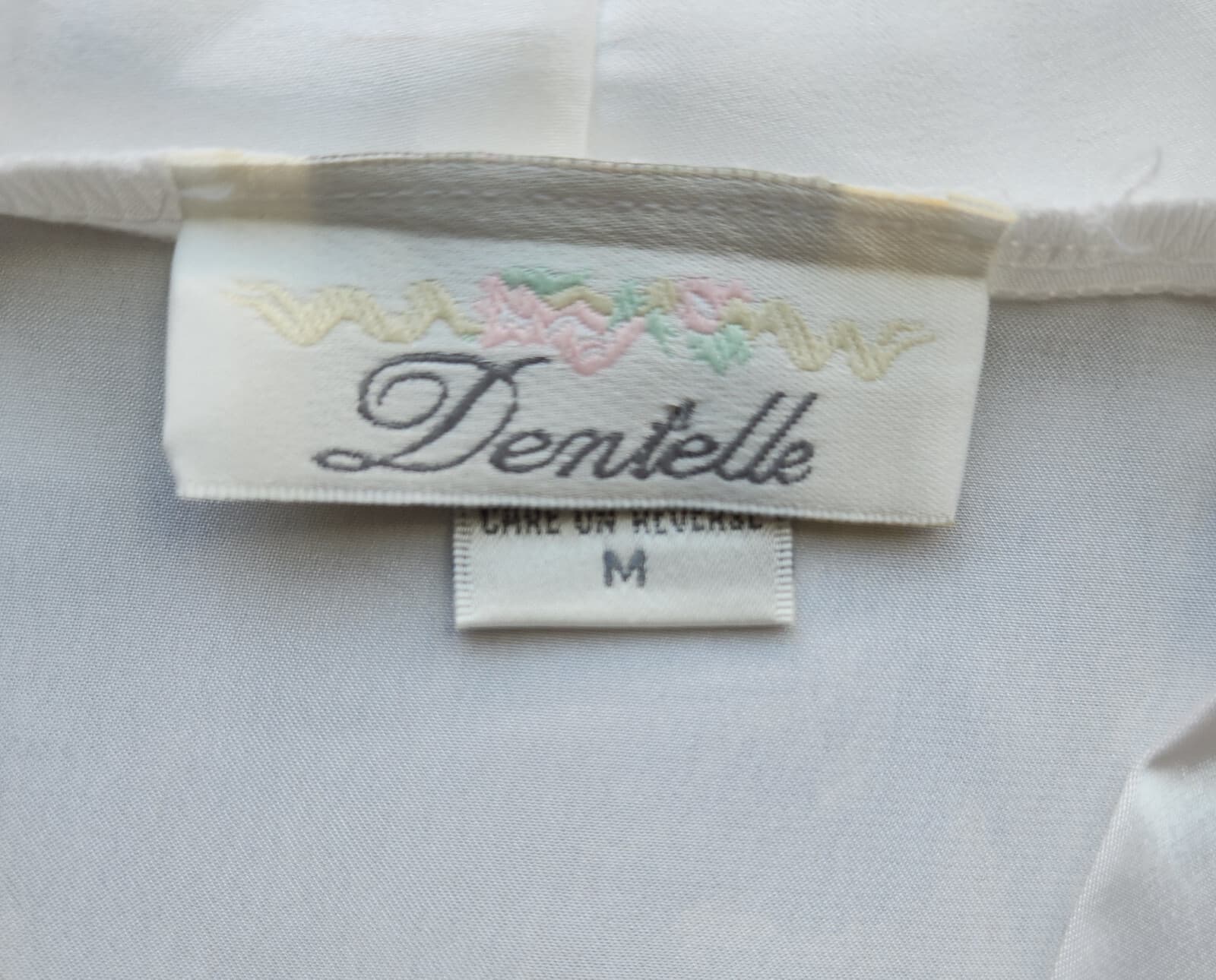 Vintage New Dentelle Lace Beaded Embellished Satin Kimono Robe Belt White Sz.M - Thumbnail 11