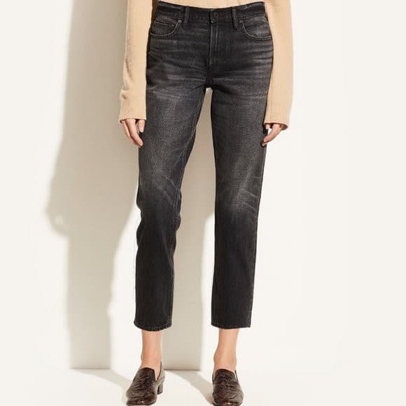 Vince Tomboy Relaxed Fit Jeans Italian Cotton Medium Washed Black Women's 27 - Thumbnail 2