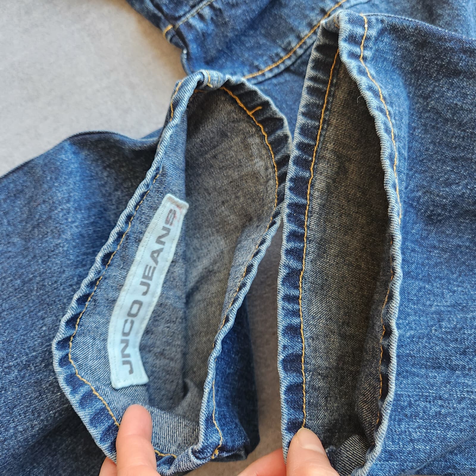 JNCO Made in USA Moto Jeans Knee Pads Button-Fly Utility Pocket Blue Men's 30x30 - Thumbnail 9