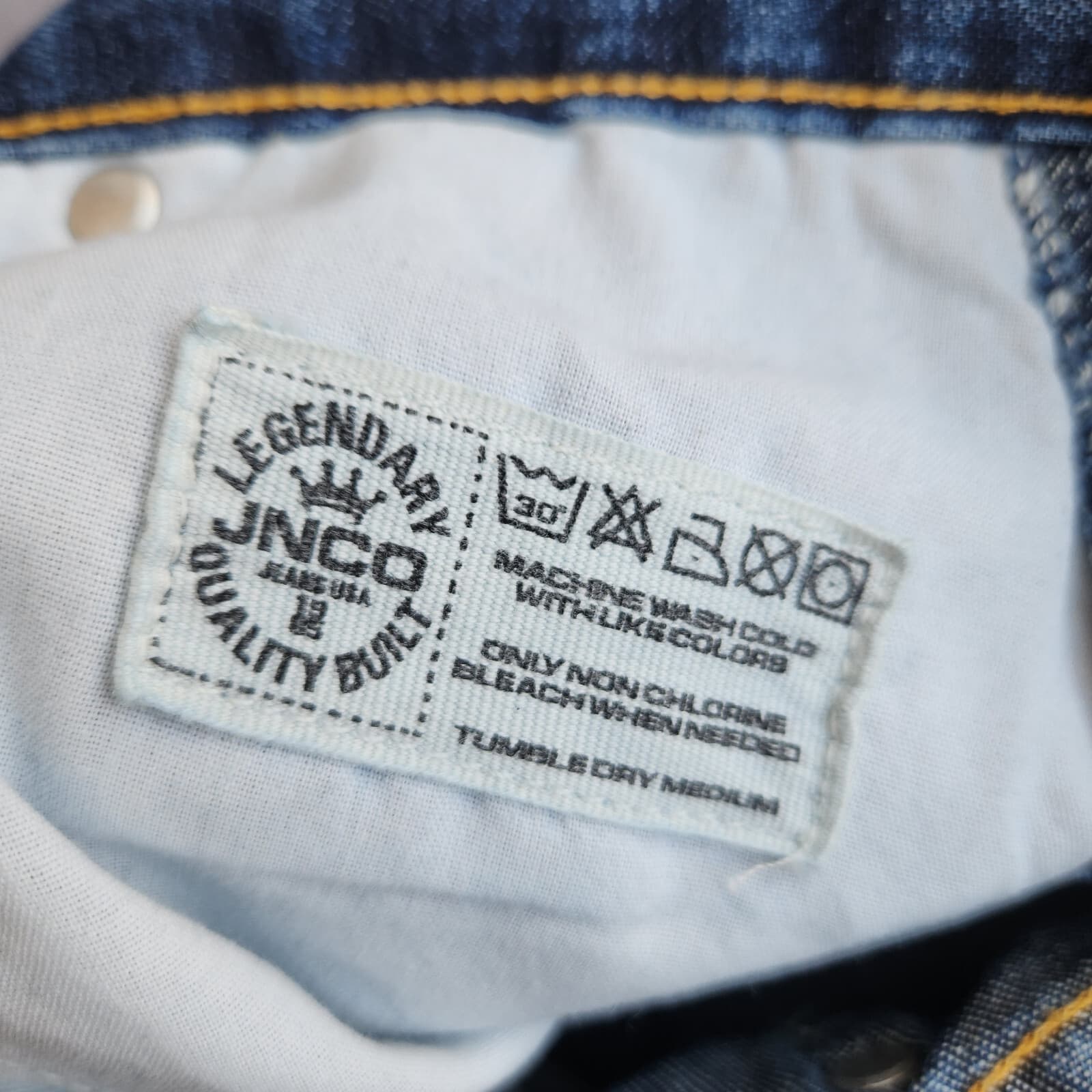 JNCO Made in USA Moto Jeans Knee Pads Button-Fly Utility Pocket Blue Men's 30x30 - Thumbnail 11