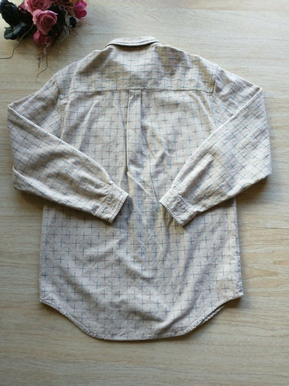 The Territory Ahead Men Cotton Shirt Button-down Long Sleeve Check Cream Sz.XL - Thumbnail 5