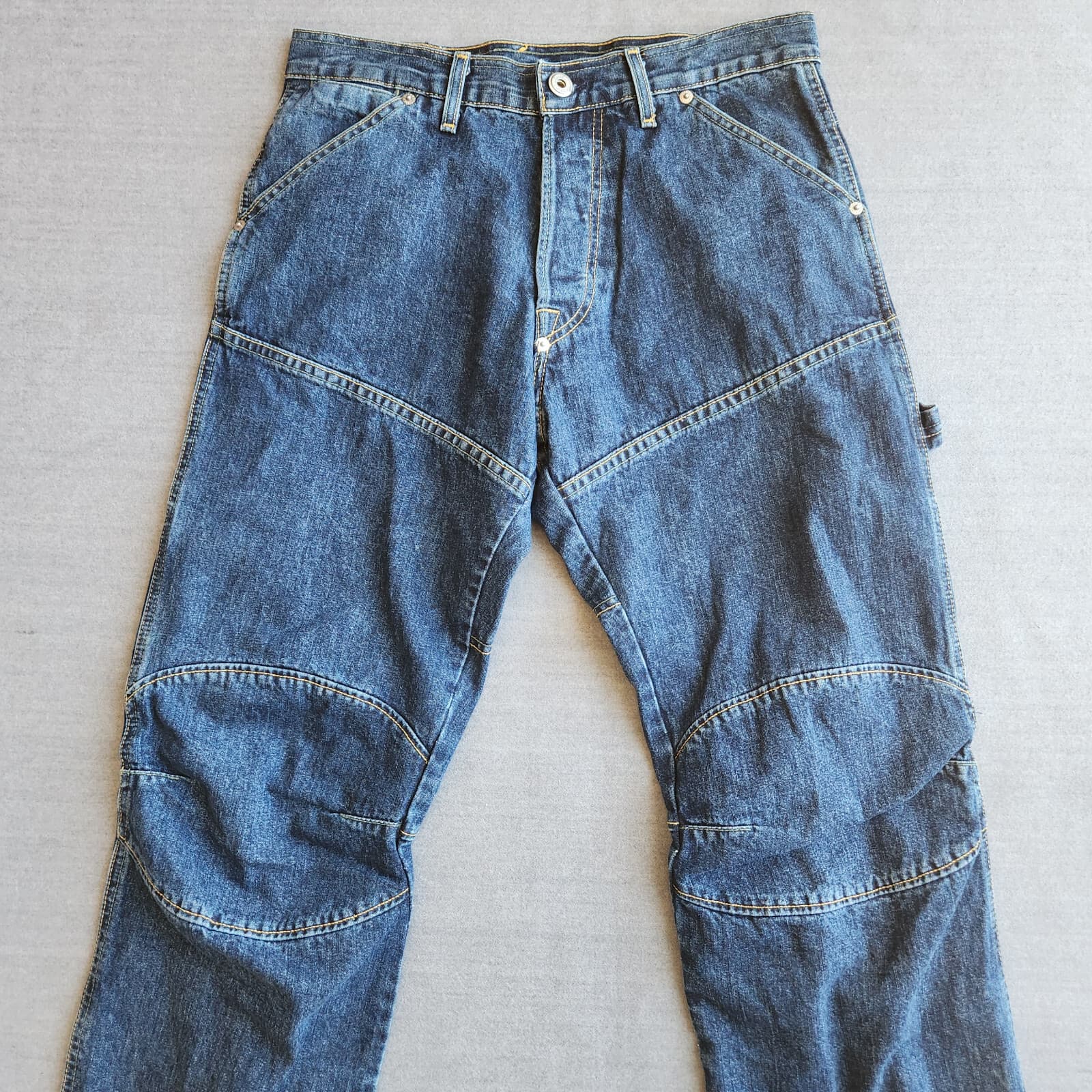 JNCO Made in USA Moto Jeans Knee Pads Button-Fly Utility Pocket Blue Men's 30x30 - Thumbnail 4