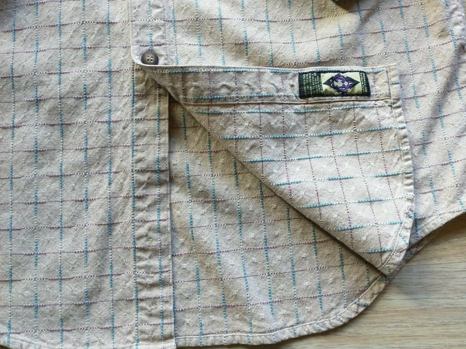 The Territory Ahead Men Cotton Shirt Button-down Long Sleeve Check Cream Sz.XL - Thumbnail 3