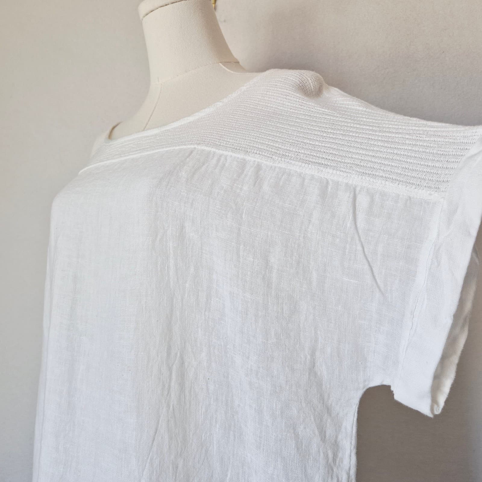 Lungo L'Arno Made in Italy 100%Linen Tunic Top Pullover Short Sleeve White Sz.1X - Thumbnail 4