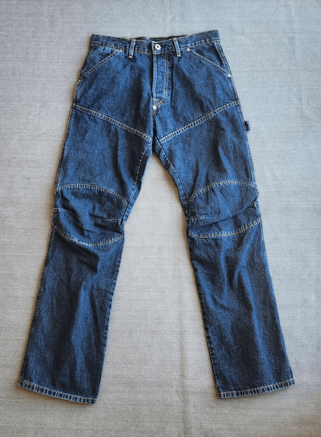 JNCO Made in USA Moto Jeans Knee Pads Button-Fly Utility Pocket Blue Men's 30x30 - Thumbnail 2