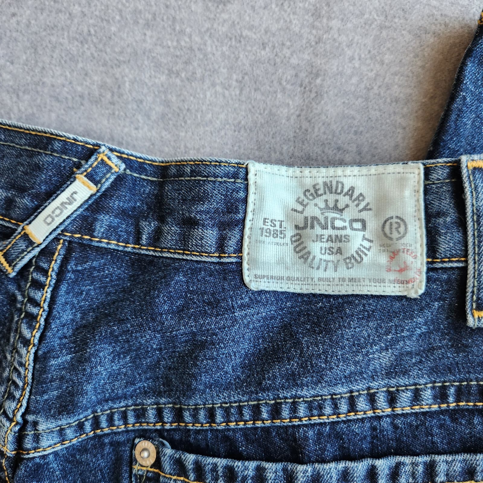 JNCO Made in USA Moto Jeans Knee Pads Button-Fly Utility Pocket Blue Men's 30x30 - Thumbnail 10