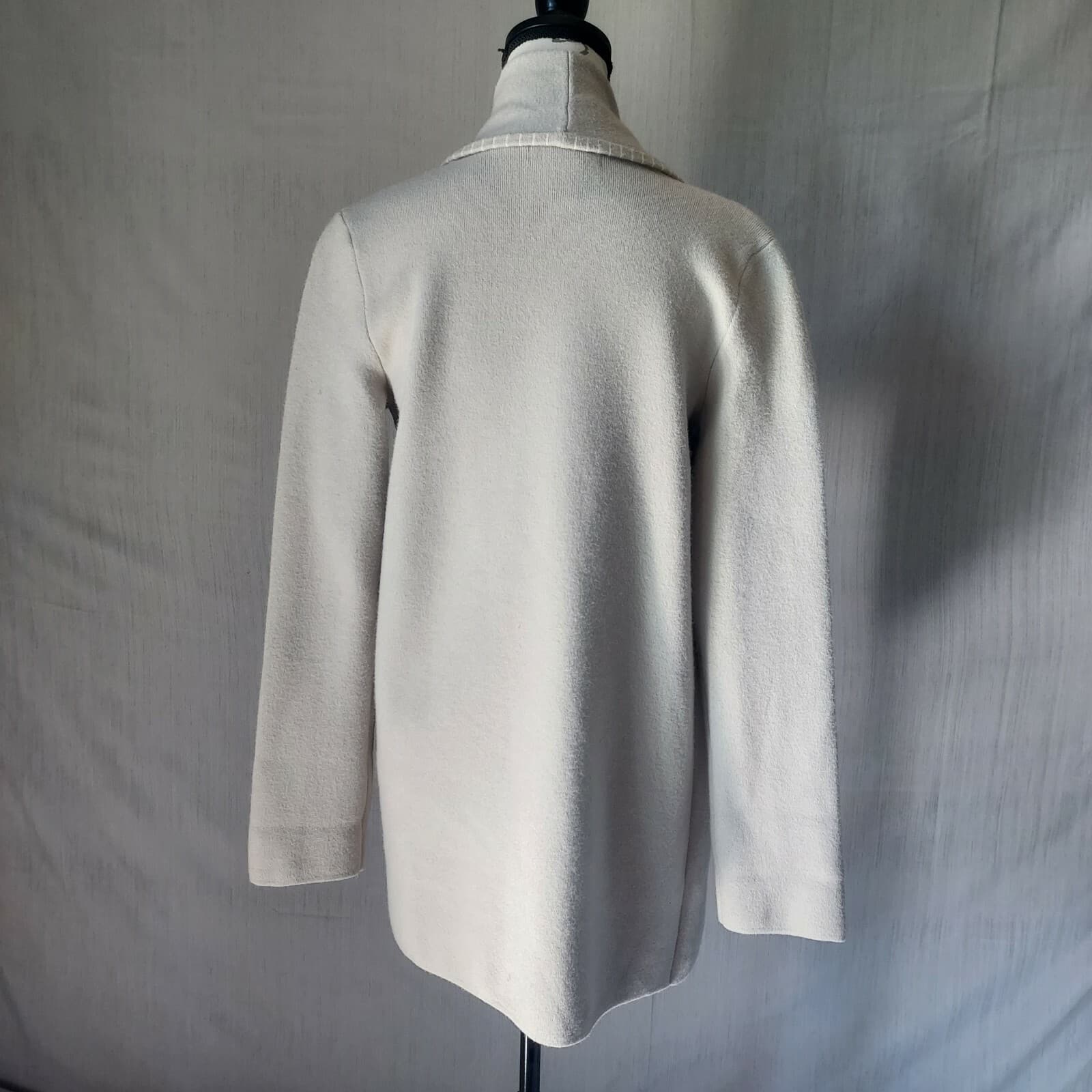 MAGASCHONI Open Front Cardigan Long Sleeve Pocket Beige Viscose Blend Women Sz.S - Thumbnail 5