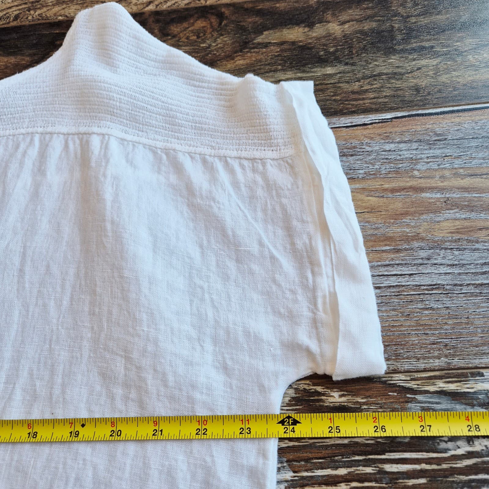 Lungo L'Arno Made in Italy 100%Linen Tunic Top Pullover Short Sleeve White Sz.1X - Thumbnail 10