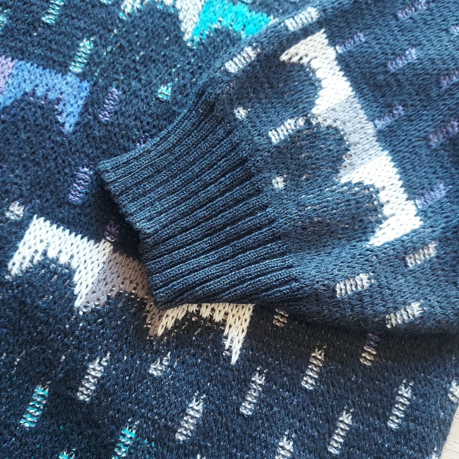 Vintage Progetto Crew Neck Sweater Cotton Blend Multicolor Men XL Made in Italy - Thumbnail 4