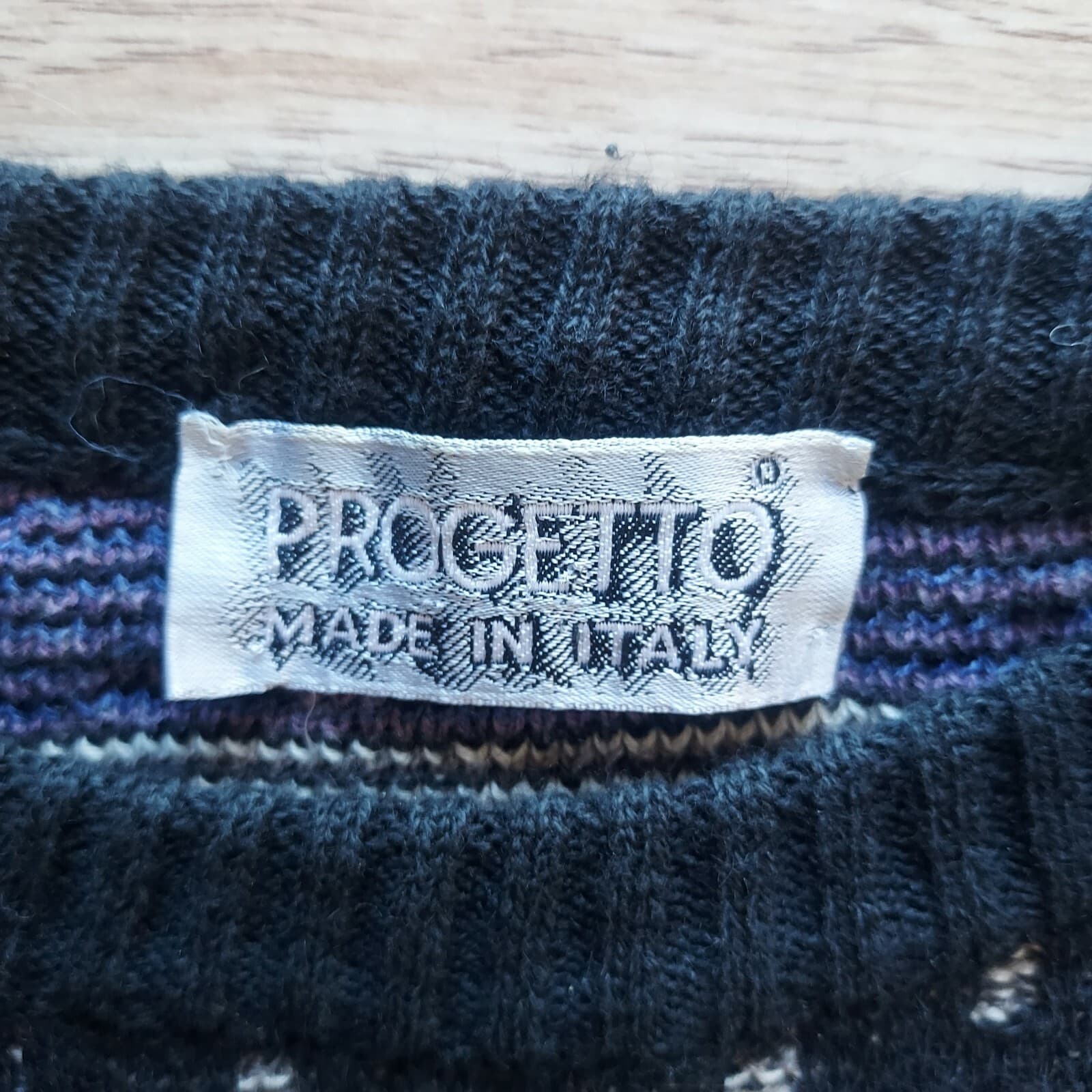 Vintage Progetto Crew Neck Sweater Cotton Blend Multicolor Men XL Made in Italy - Thumbnail 6