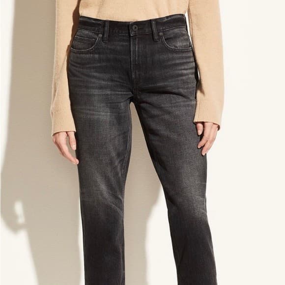 Vince Tomboy Relaxed Fit Jeans Italian Cotton Medium Washed Black Women's 27 - Thumbnail 4