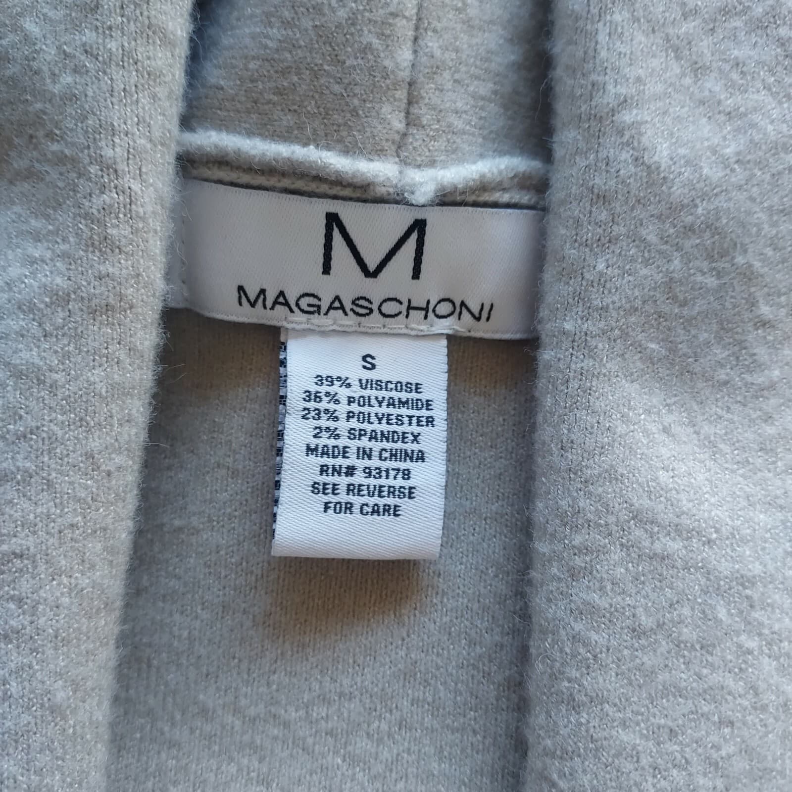 MAGASCHONI Open Front Cardigan Long Sleeve Pocket Beige Viscose Blend Women Sz.S - Thumbnail 7