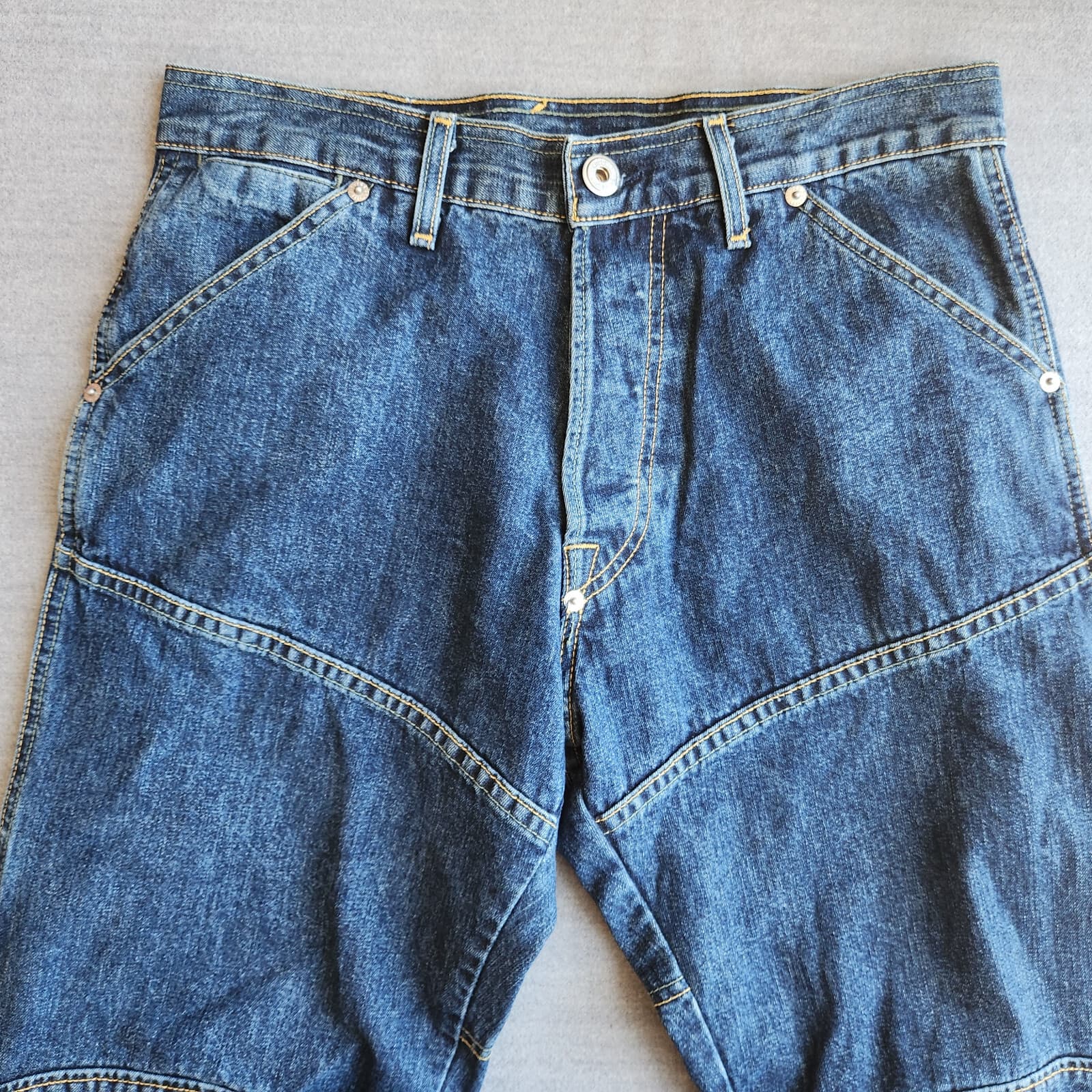 JNCO Made in USA Moto Jeans Knee Pads Button-Fly Utility Pocket Blue Men's 30x30 - Thumbnail 5