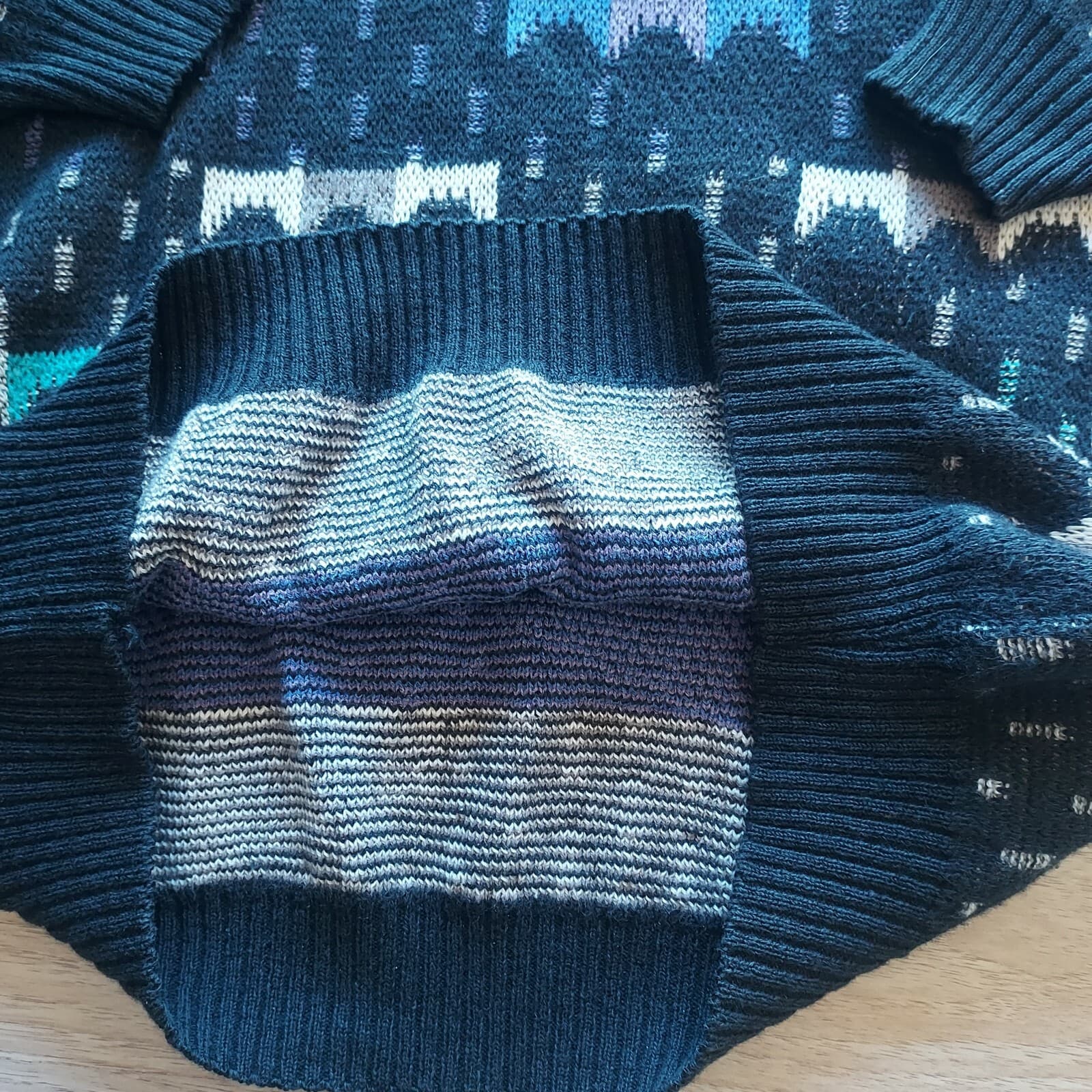 Vintage Progetto Crew Neck Sweater Cotton Blend Multicolor Men XL Made in Italy - Thumbnail 3