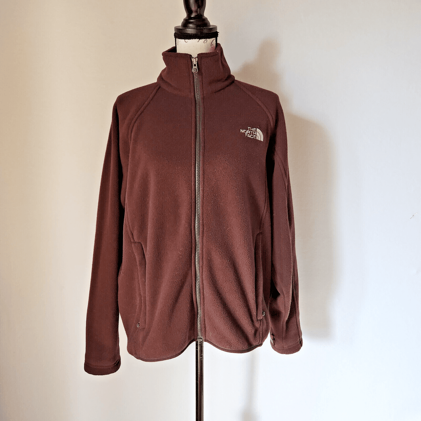 The Nort Face Men's Fleece Jacket Full-Zip Mock Neck Pocket Dark Brown Sz.S - Thumbnail 2