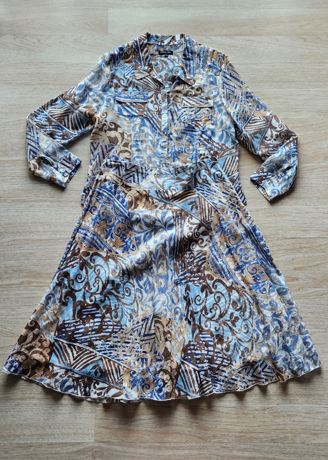 Cynthia Max Linen Blend Hilltribe Printed 2 Piece Shirt Skirt Multicolor Sz.L,M - Thumbnail 2