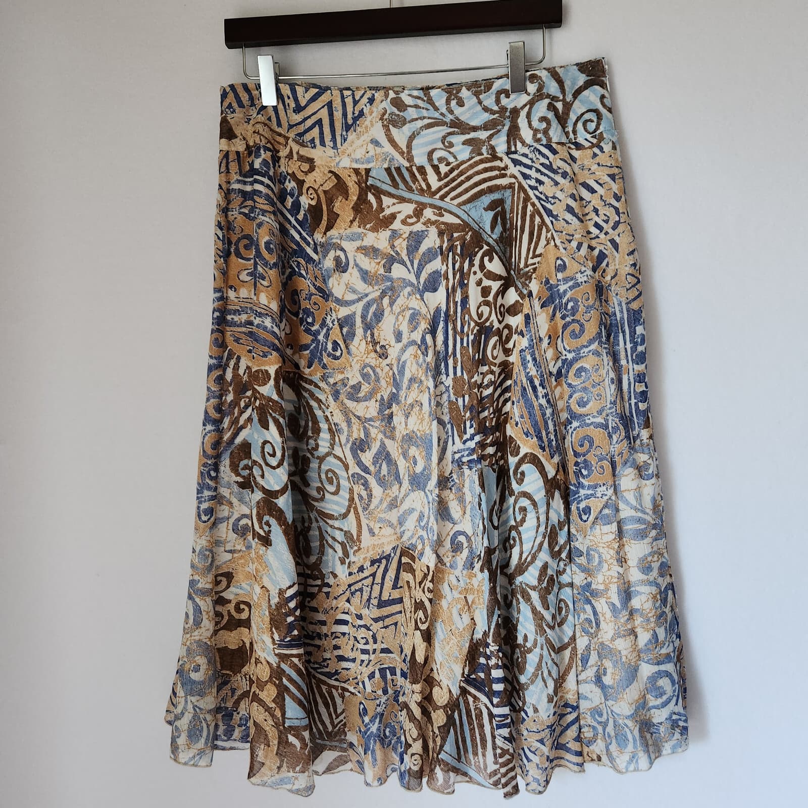 Cynthia Max Linen Blend Hilltribe Printed 2 Piece Shirt Skirt Multicolor Sz.L,M - Thumbnail 4