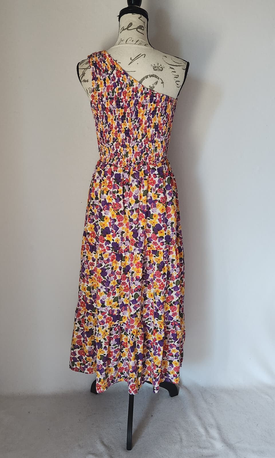 BTFBM Romantic Floral Smocked One-Shoulder Maxi Party Summer Sundress Tiered M - Thumbnail 7