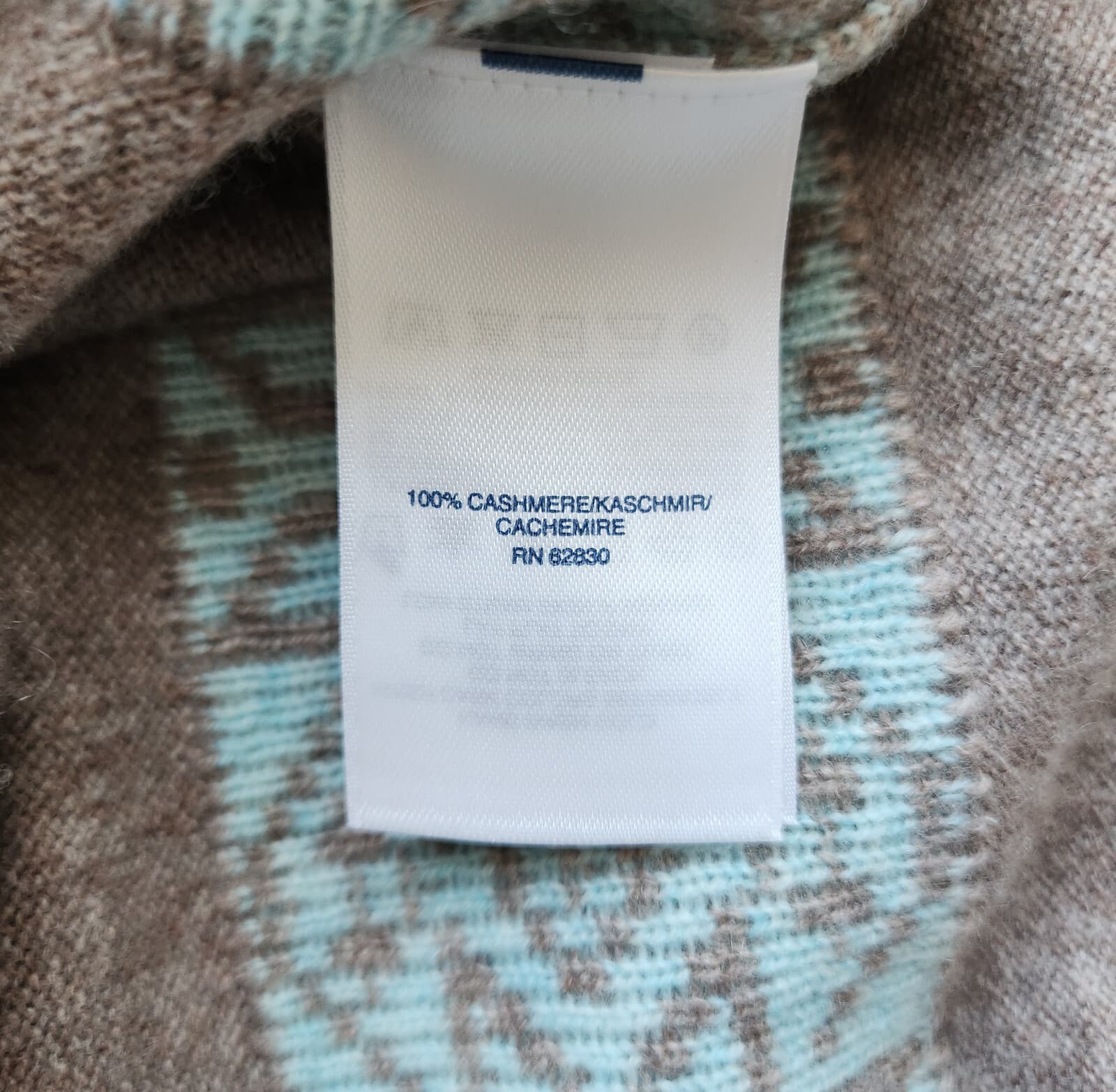 Lands' End 100% Cashmere Snowflake Turtle Neck Sweater Brown Blue Women's M - Thumbnail 8