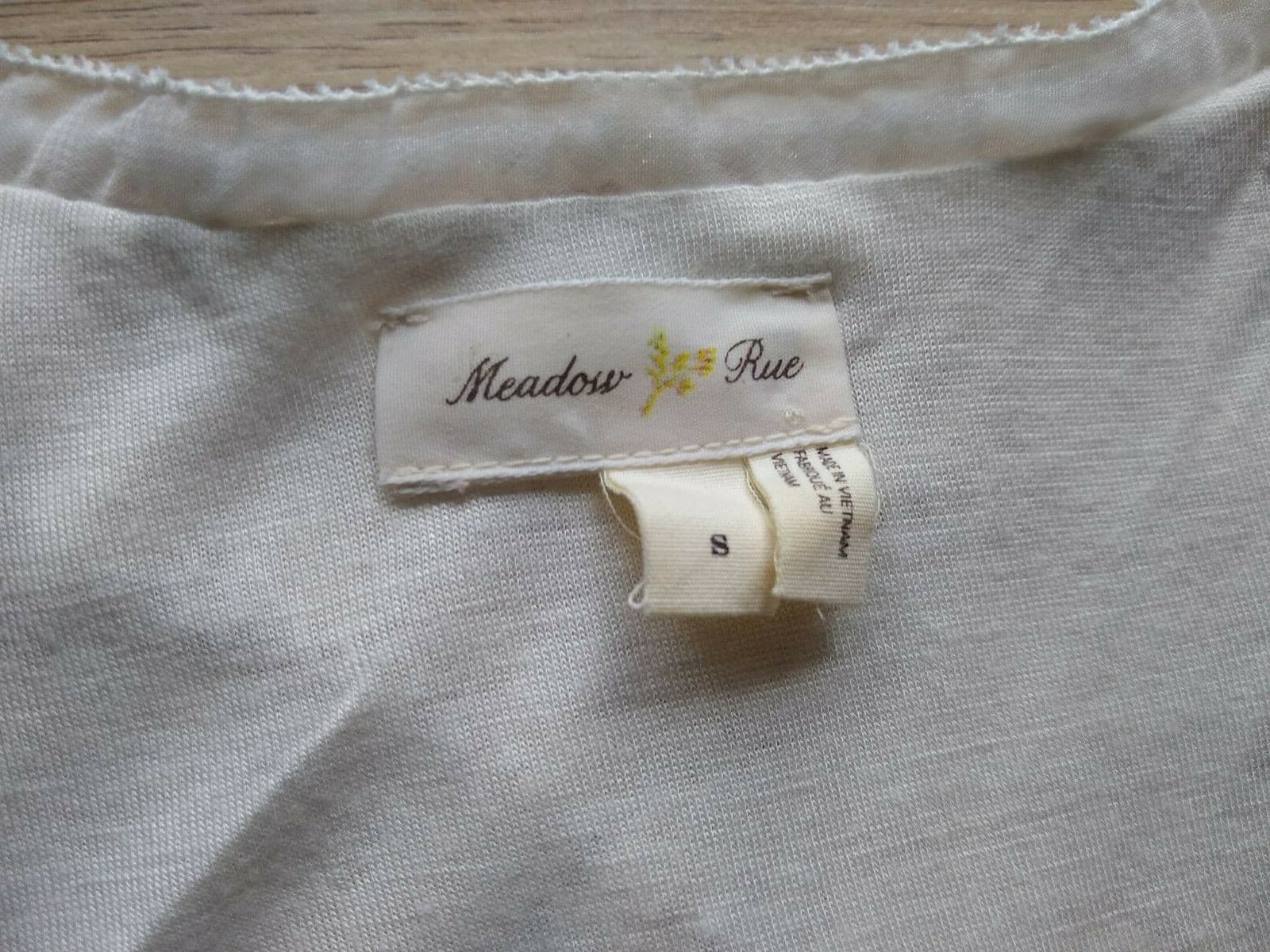 Meadow & Rue Anthropologie Lace Knit Chiffon Top Sleeveless Embellished Cream S - Thumbnail 8