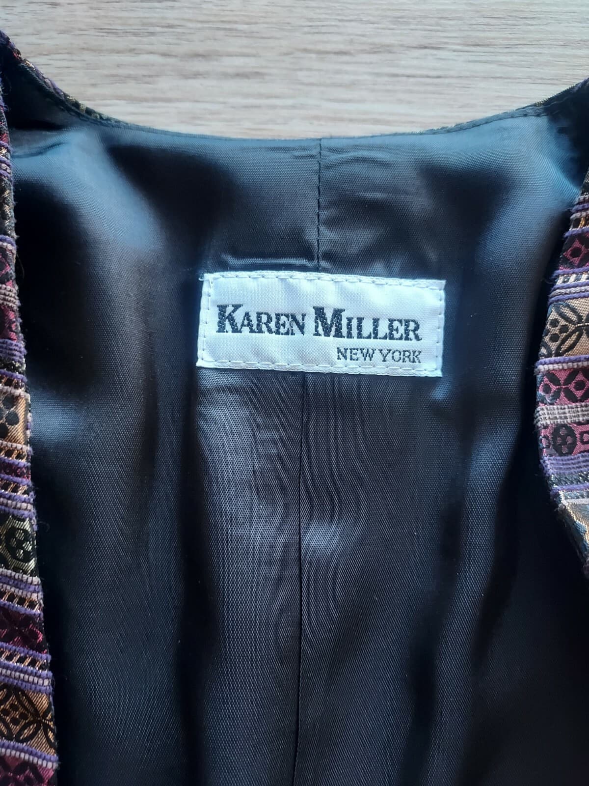 Karen Miller NY Open Front Evening Jacket Geo-Printed Metallic Brown Women 12 - Thumbnail 8