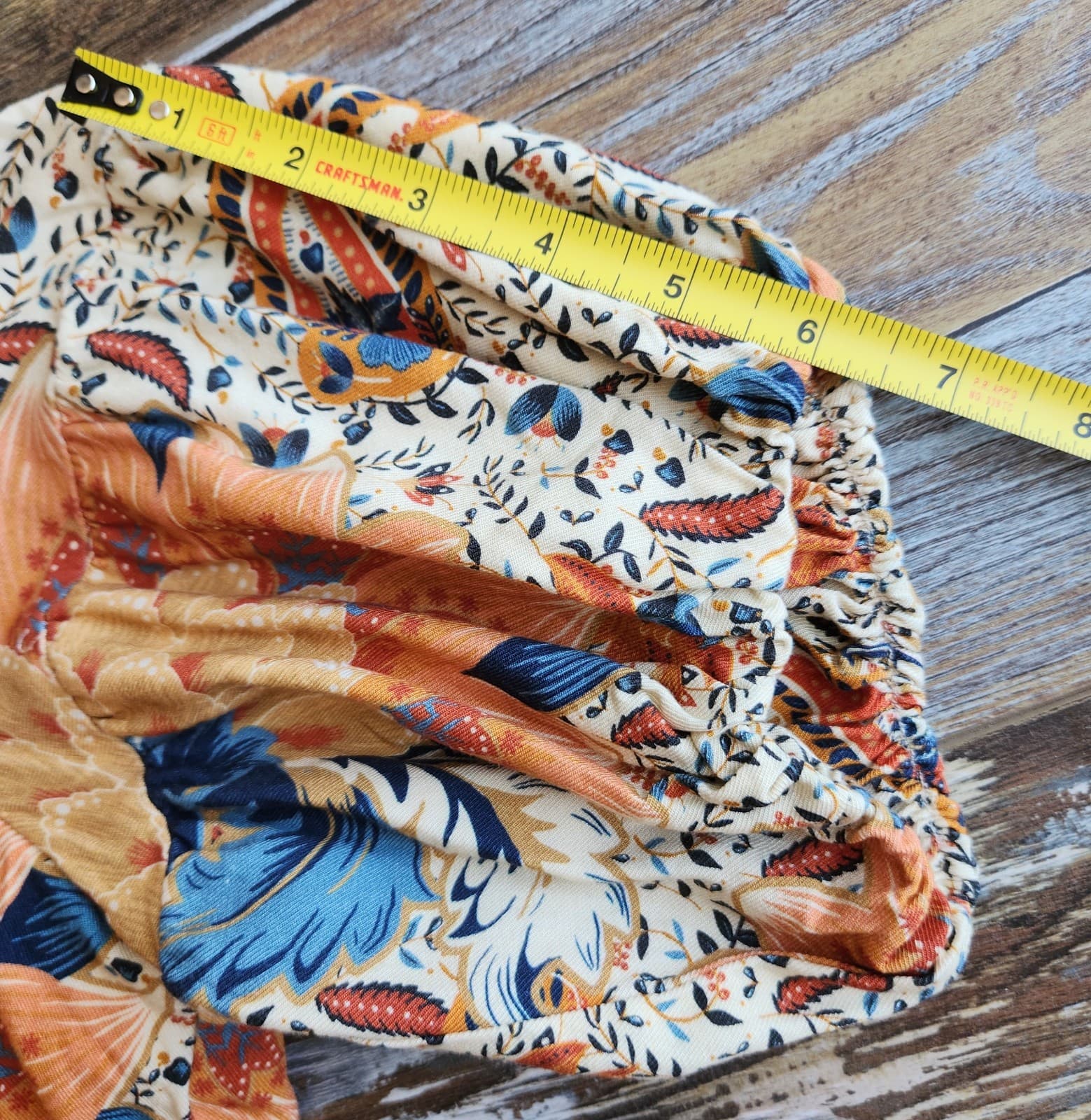 Farm Rio Anthropologie Bambina Floral Smock Waist Cropped Top Square Neck Sz.S - Thumbnail 12