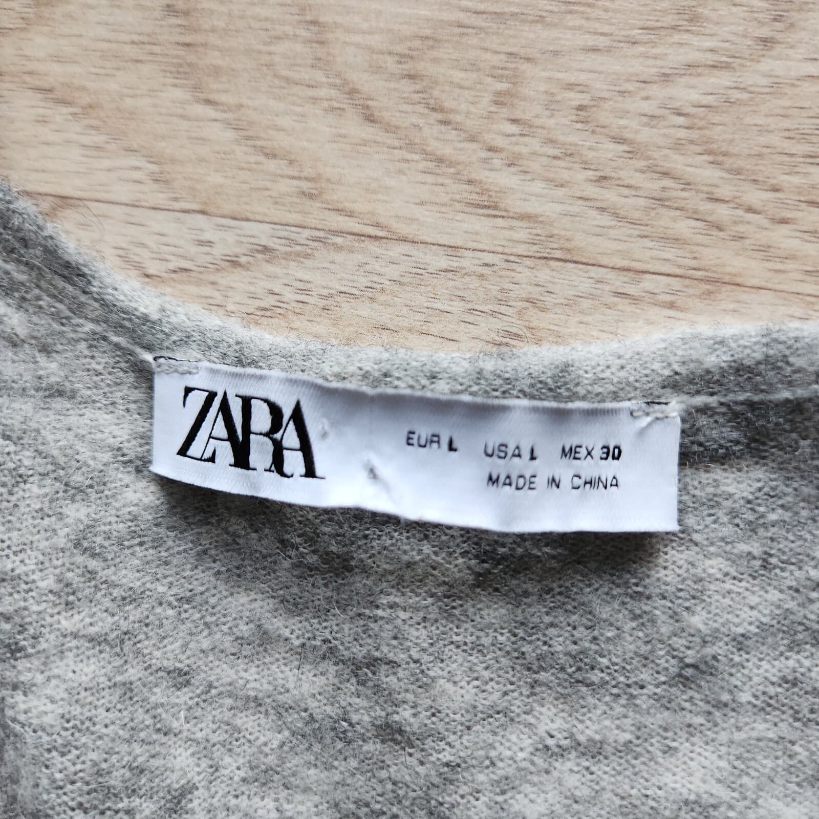 ZARA Wool Alpaca Midi Dress Limited Edition Long Sleeve Scoop Neck Grey Sz.L - Thumbnail 9