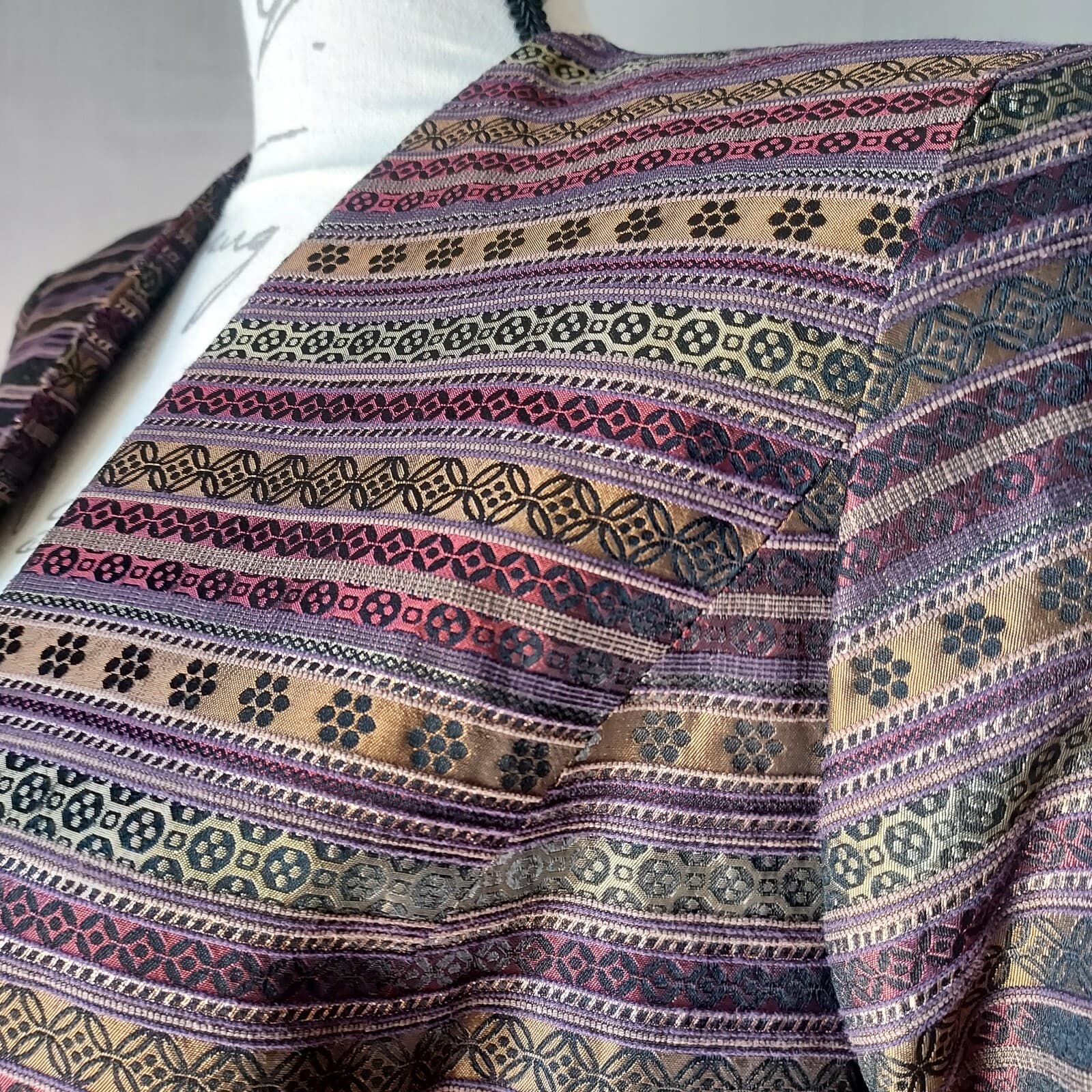 Karen Miller NY Open Front Evening Jacket Geo-Printed Metallic Brown Women 12 - Thumbnail 3