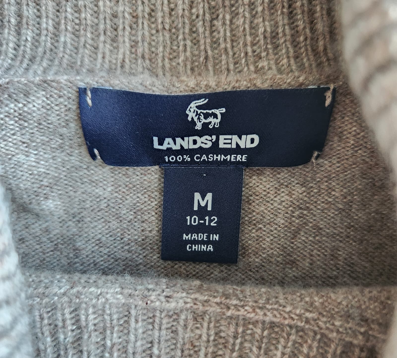 Lands' End 100% Cashmere Snowflake Turtle Neck Sweater Brown Blue Women's M - Thumbnail 7