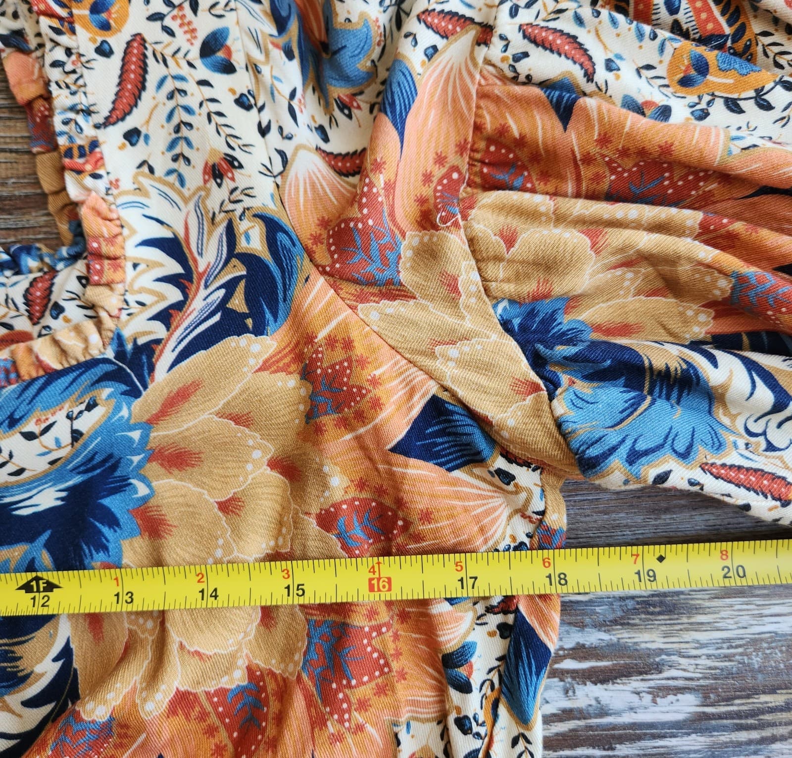 Farm Rio Anthropologie Bambina Floral Smock Waist Cropped Top Square Neck Sz.S - Thumbnail 13