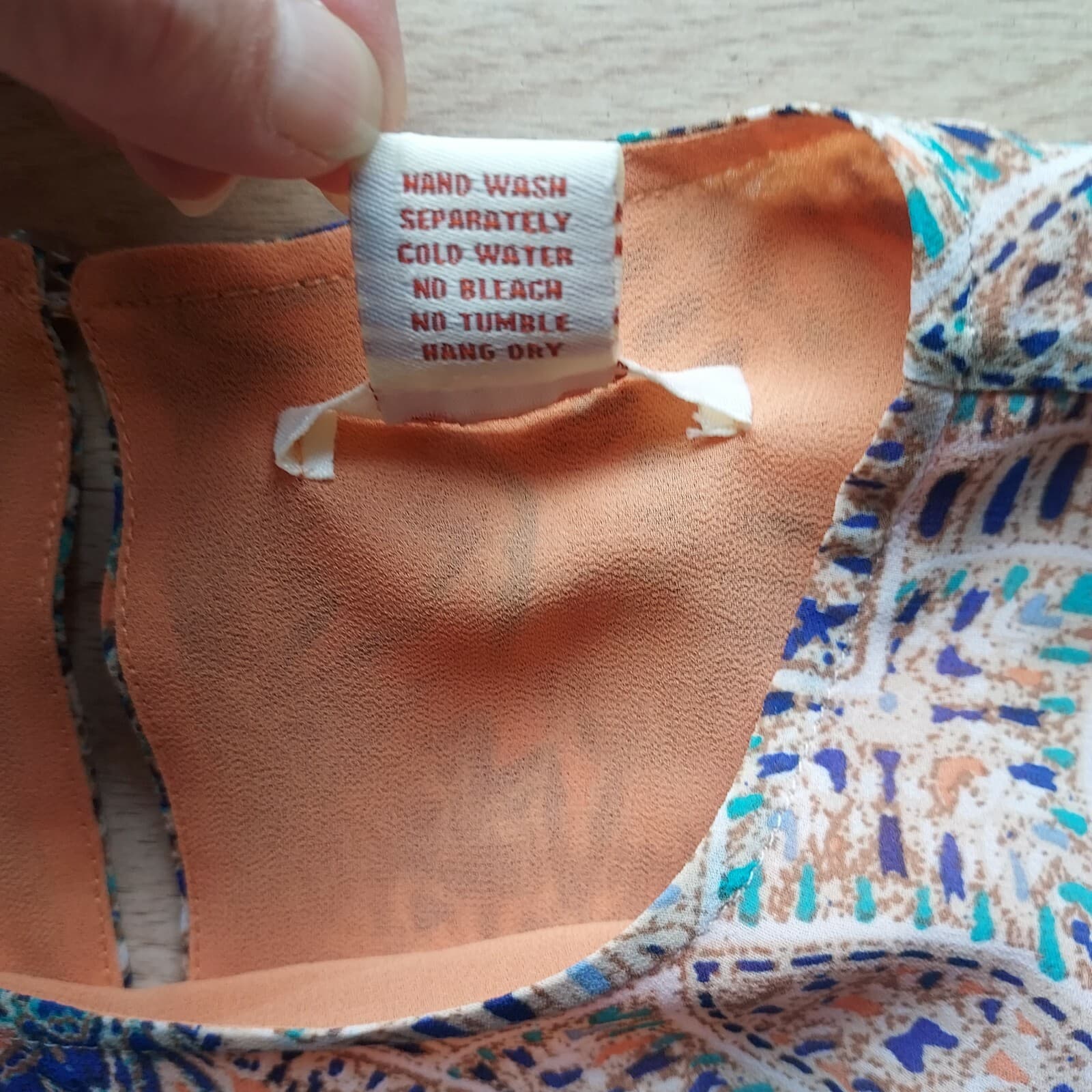 Sundance Dionna Chiffon Hi-Low Sheath Dress Sleeveless Geo-Printed Orange Sz.L - Thumbnail 12