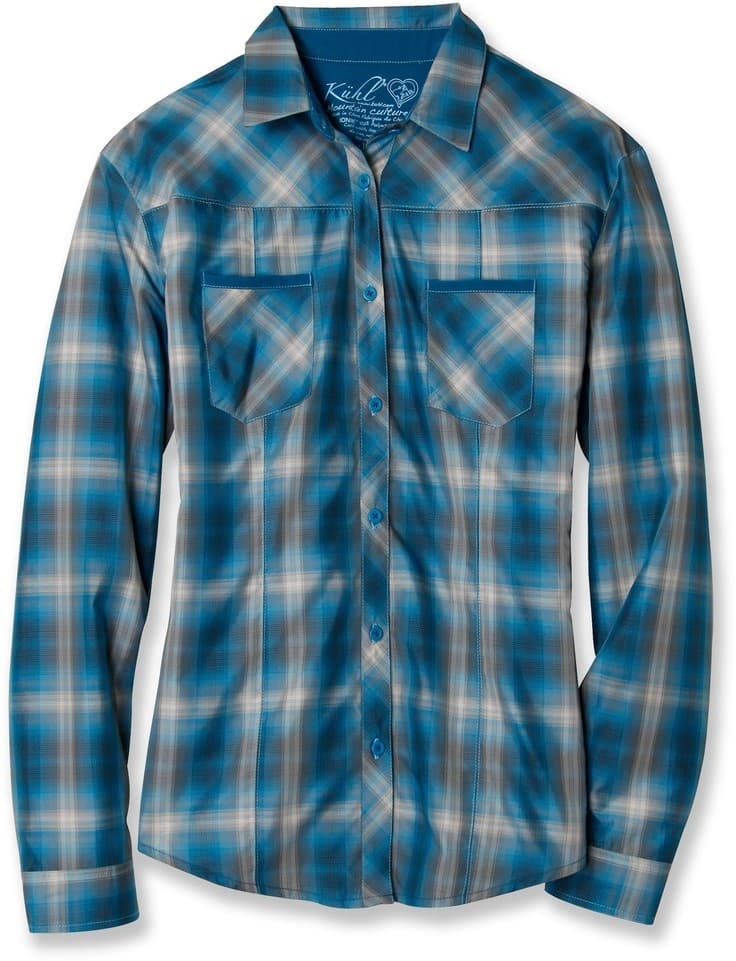 KUHL Outdoor Camping Button-Up Shirt Blue Plaid Long Sleeve Pocket Women's M - Thumbnail 2