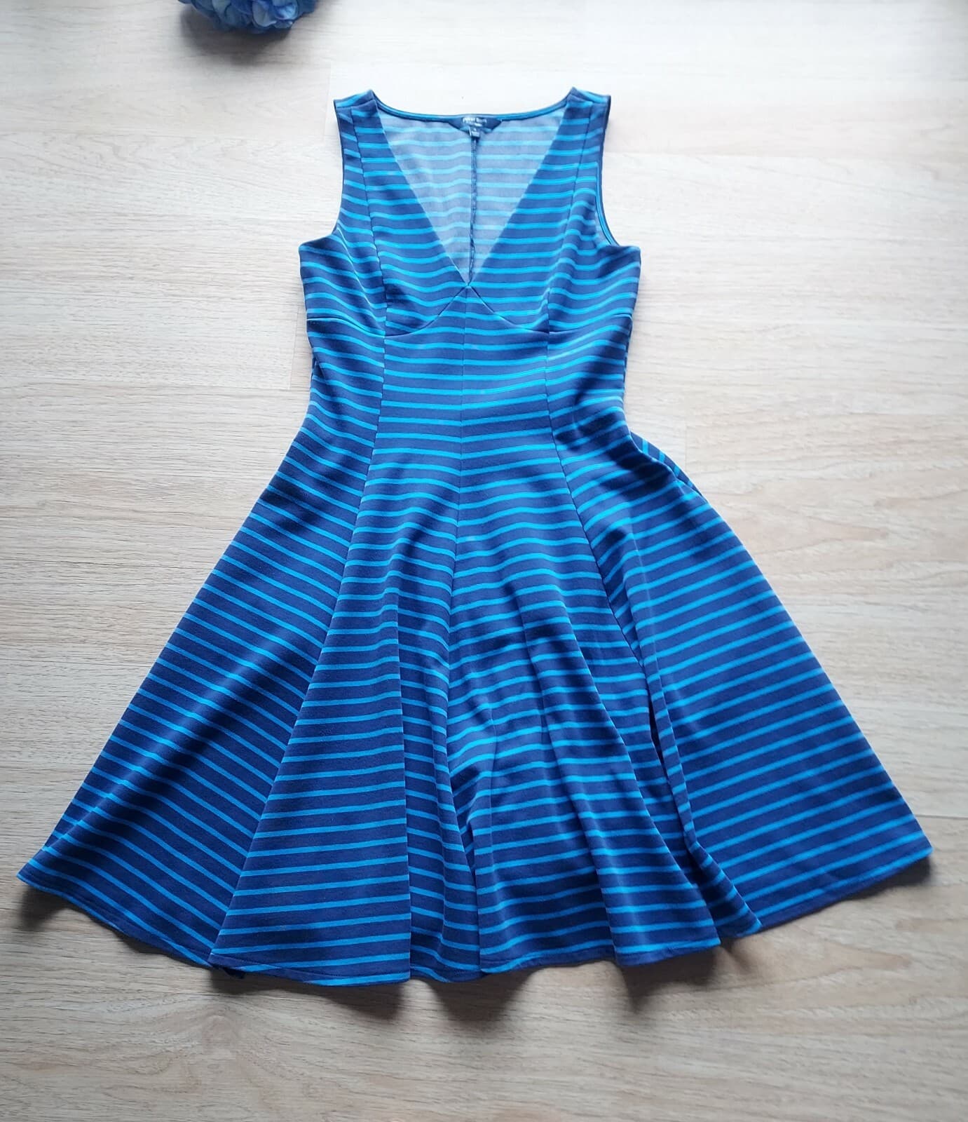 Peter Som Design Nation Knit Stripe Mini Dress Sleeveless V-Neck Blue Women Sz.4 - Thumbnail 5