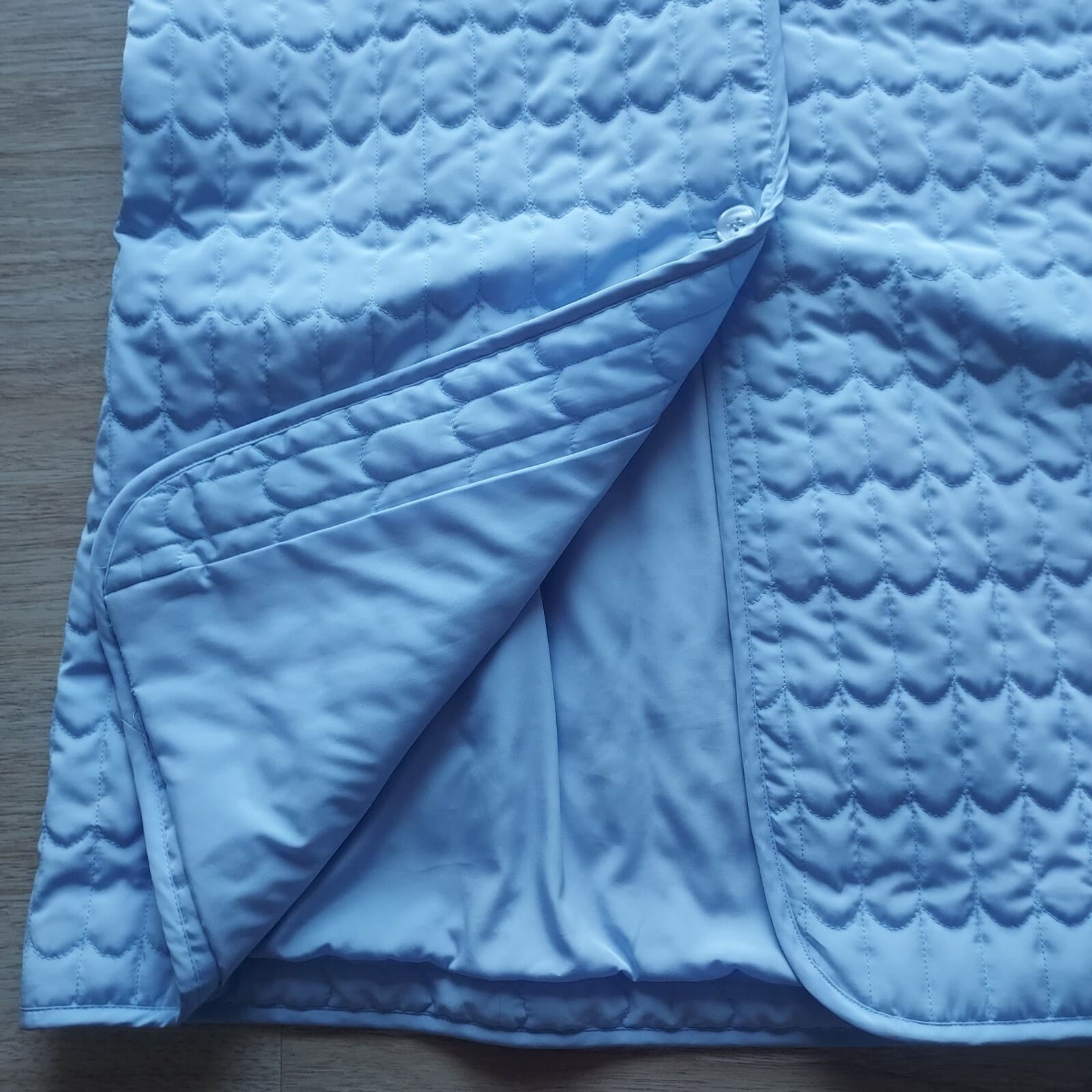 I.Magnin Quilted Nightgown Button-Down Long Sleeve Lined Pocket Blue Women Sz.M - Thumbnail 6