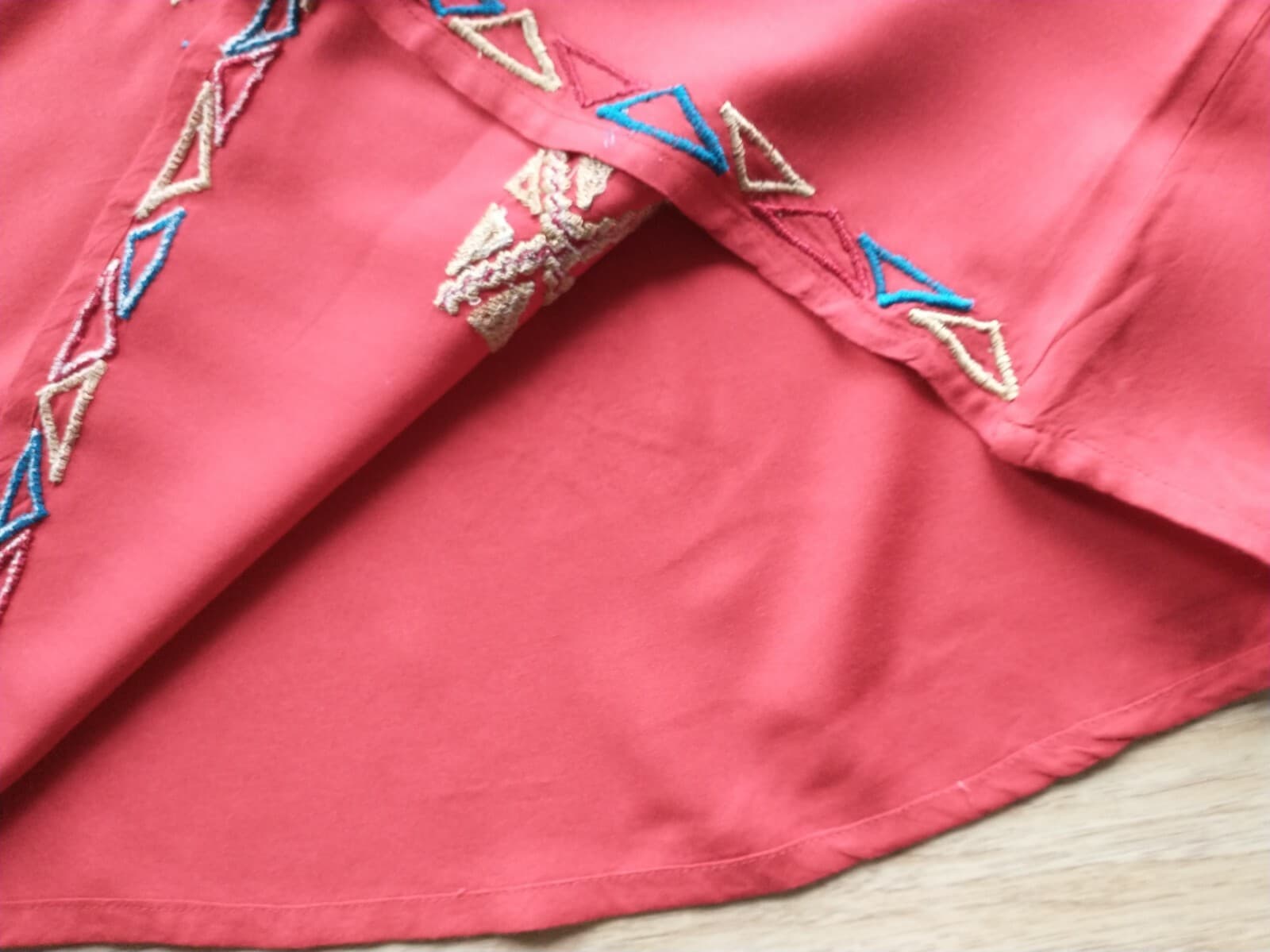 Scully Women Cotton Embroidered Tunic Top Long Sleeve Scoop Neck Red Sz.L - Thumbnail 6