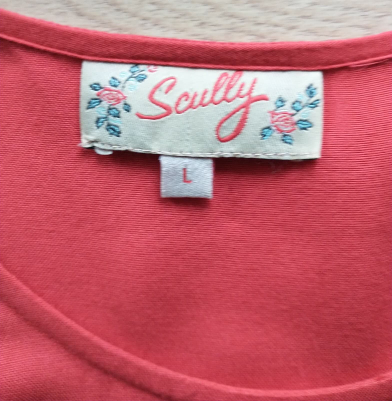 Scully Women Cotton Embroidered Tunic Top Long Sleeve Scoop Neck Red Sz.L - Thumbnail 7