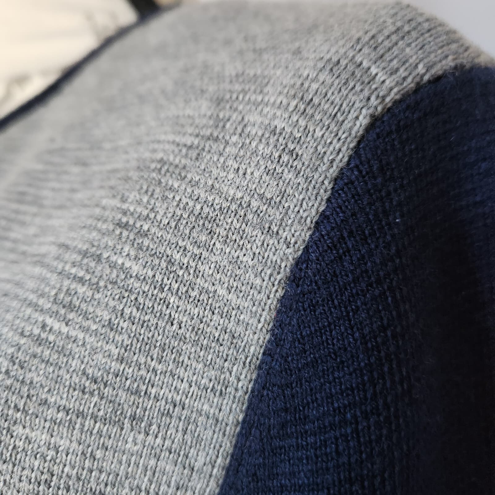 EUC Talbots Merino Wool Blend Open Long-Cardigan Sweater Colorblock Grey Blue LP - Thumbnail 6