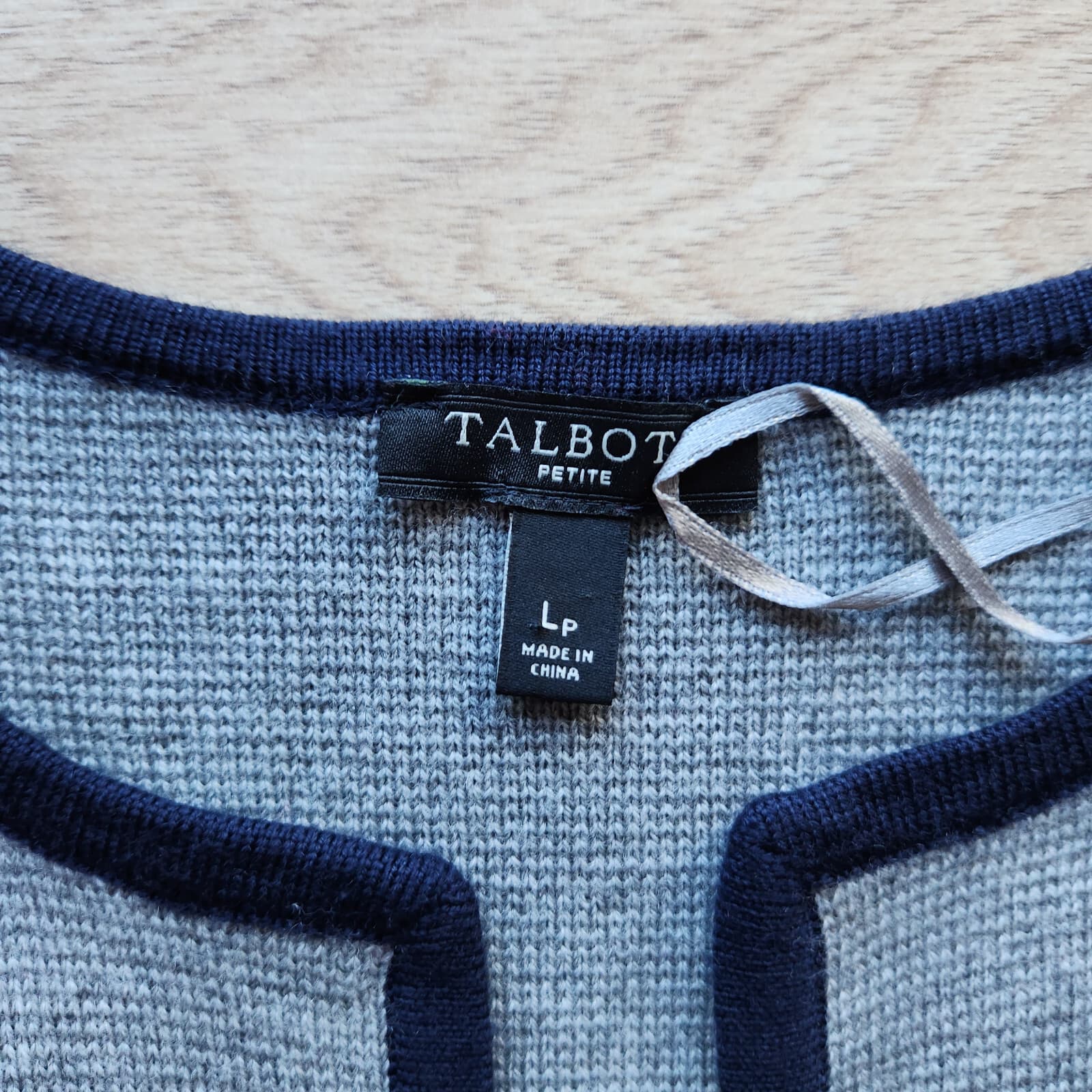 EUC Talbots Merino Wool Blend Open Long-Cardigan Sweater Colorblock Grey Blue LP - Thumbnail 9