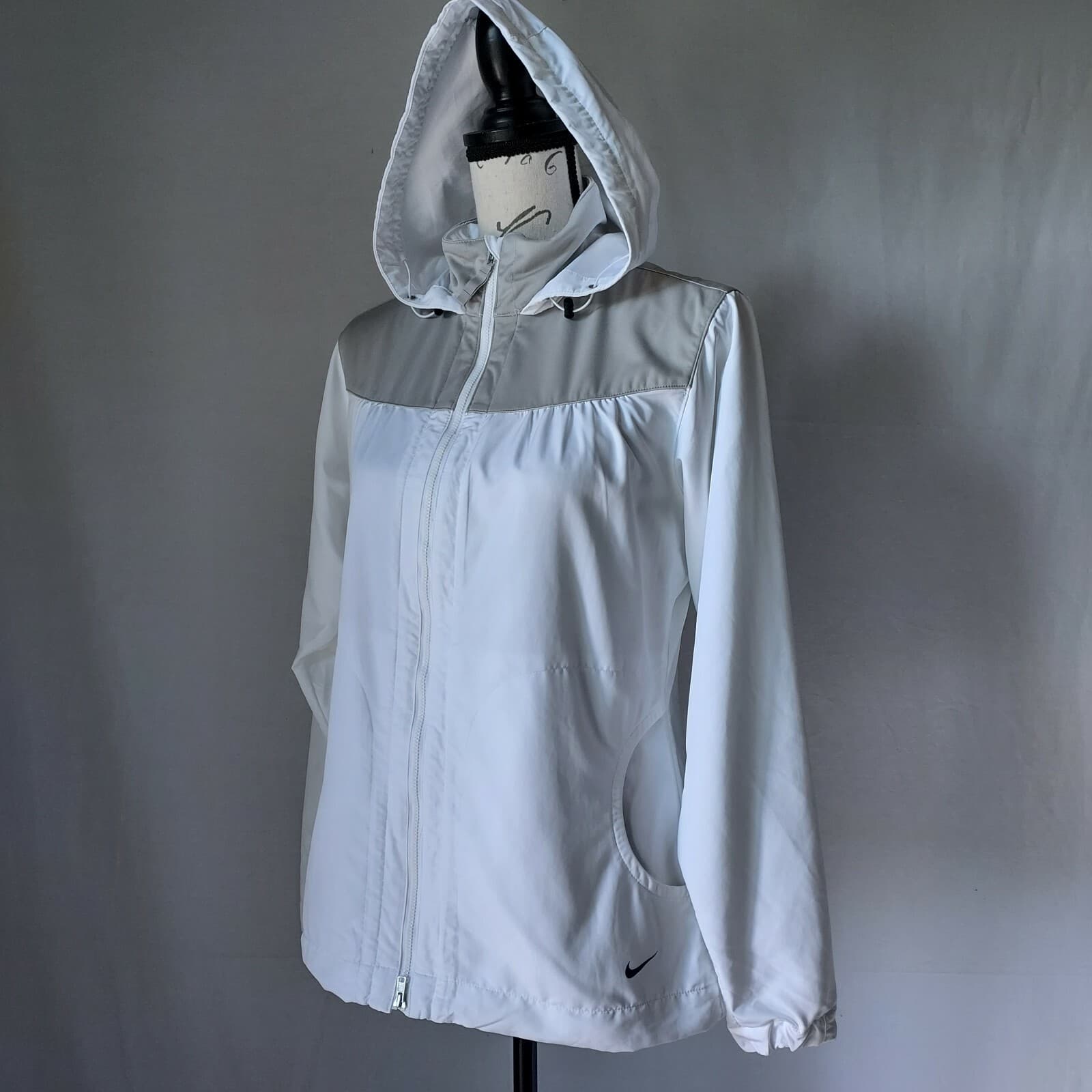 Nike Golf Activewear Hooded Jacket Full-Zip Pocket White Gray Women Sz.M - Thumbnail 4