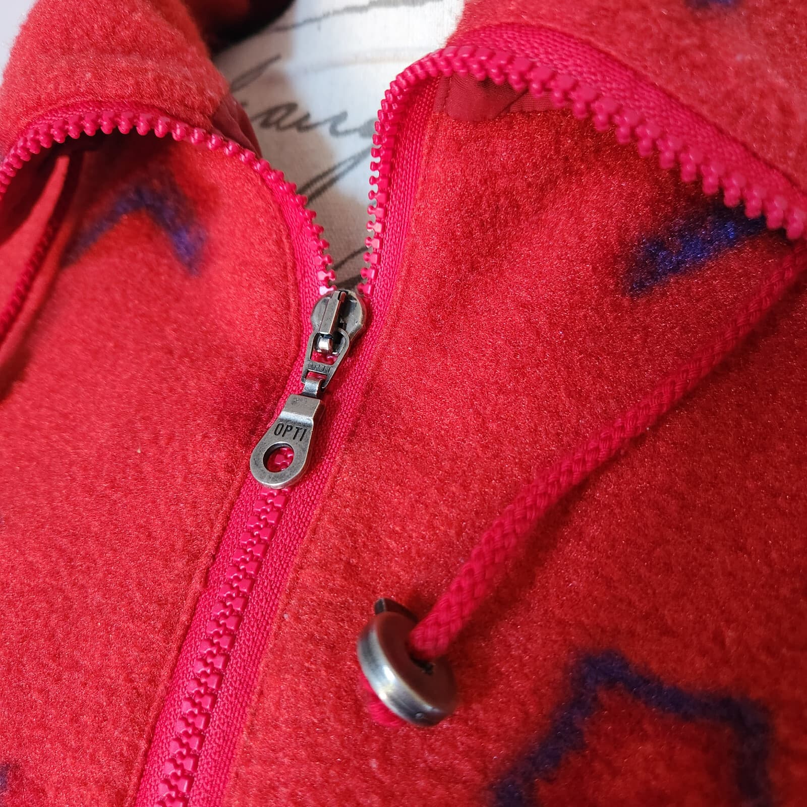 Vintage Schoffel Finest Polarfleec Aztec Pullover Jacket 1/2-Zip Pocket Red M - Thumbnail 4
