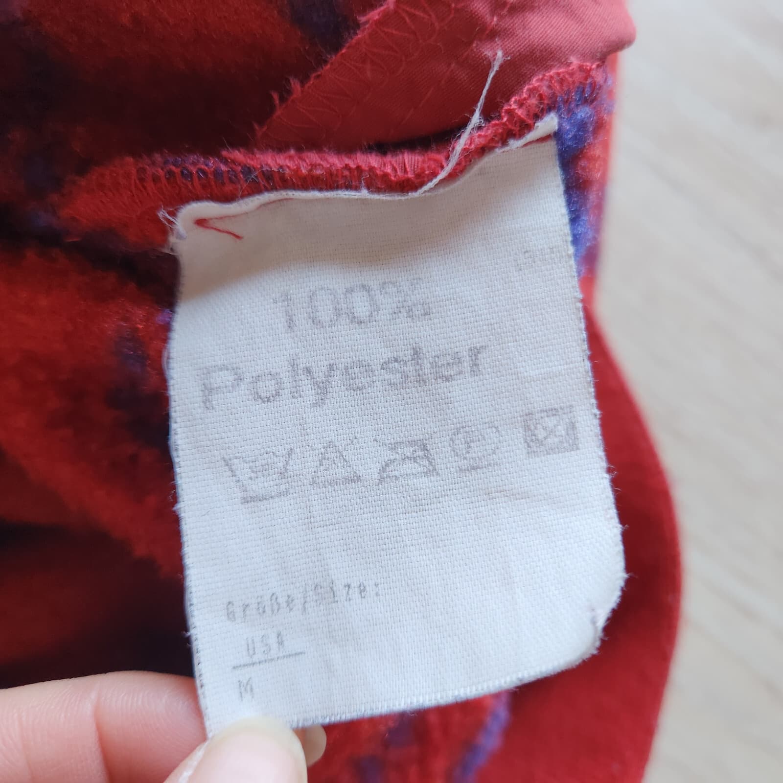 Vintage Schoffel Finest Polarfleec Aztec Pullover Jacket 1/2-Zip Pocket Red M - Thumbnail 7
