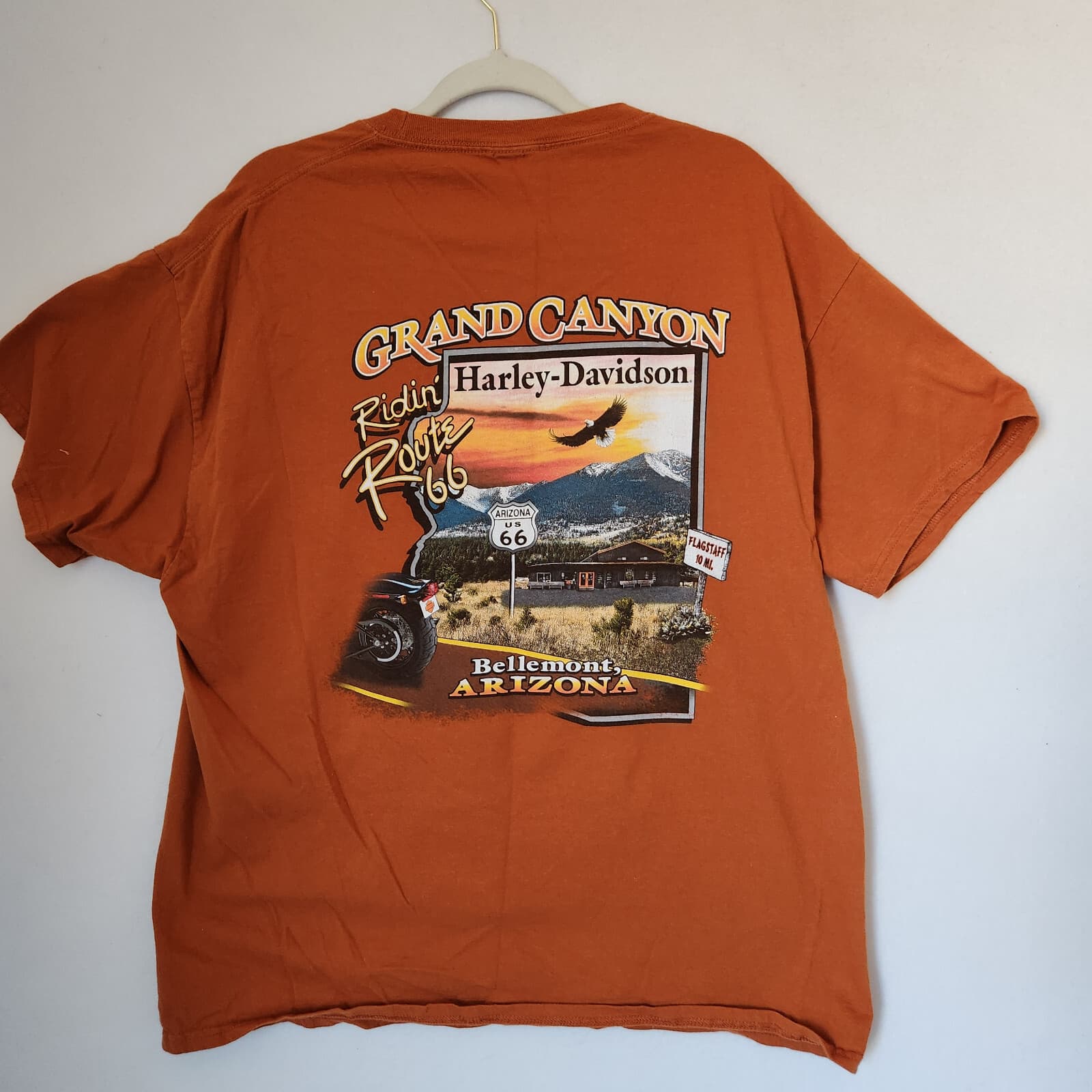 Harley-Davidson Grand Canyon Route 66 Graphic T-Shirt Orange Men Chest 47" L/XL - Thumbnail 5