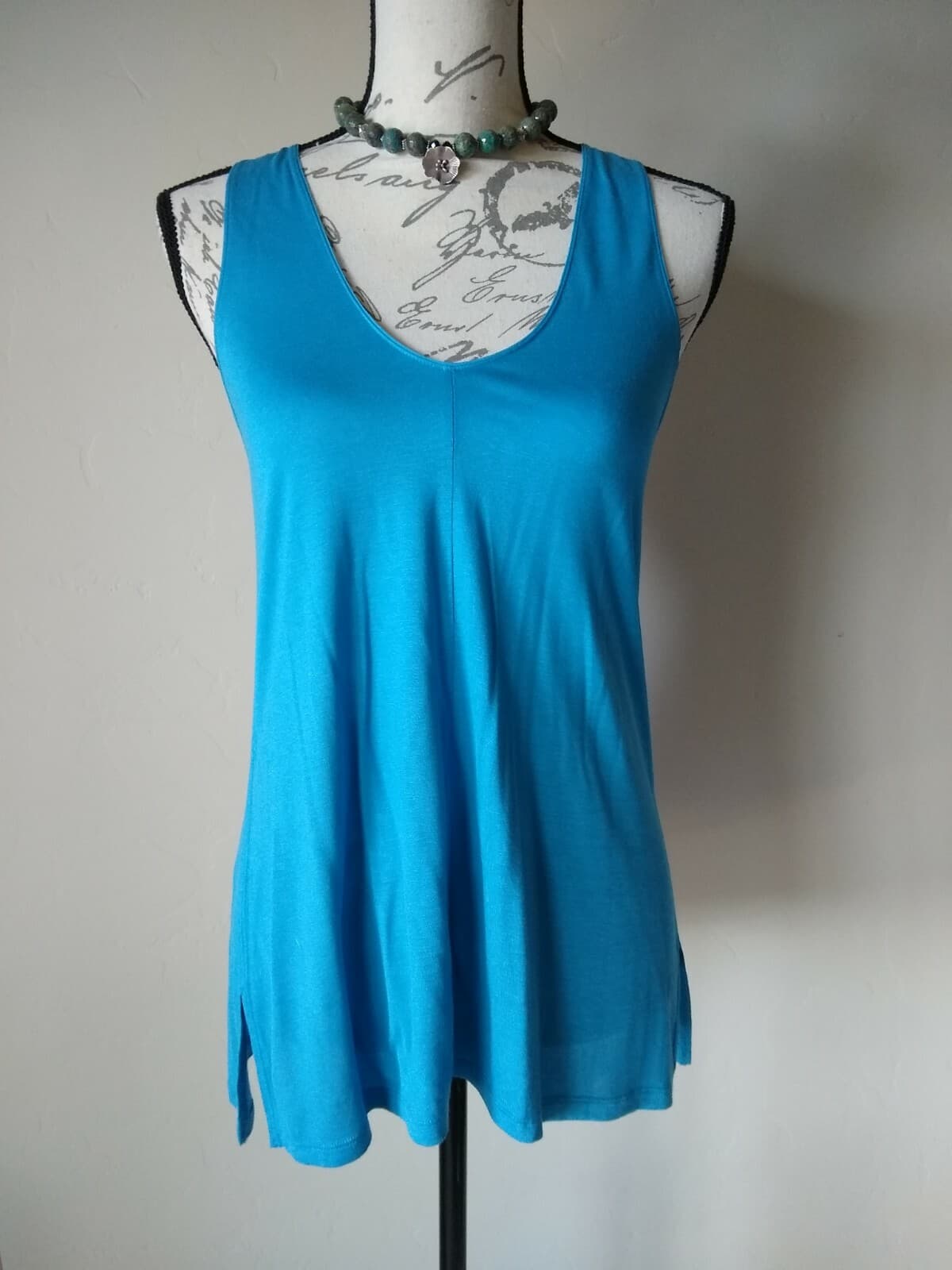 VINCE 100% Viscose Knit Tank Top Scoop-neck Sleeveless Blue Sz.S - Thumbnail 2