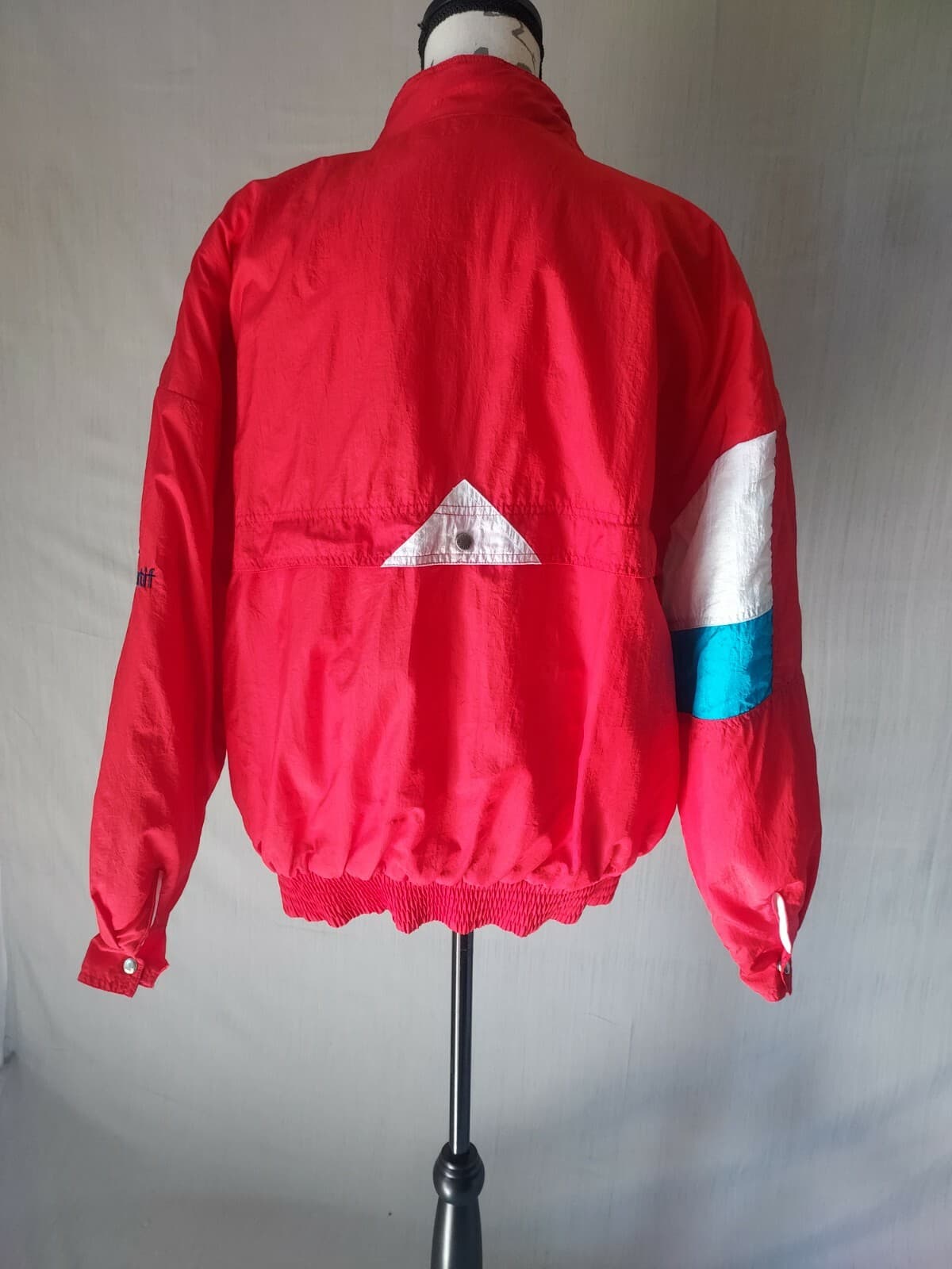 Vintage Le Coq Sportif Flannel Lined Jacket Zip-Up Pocket Red White Men Sz.S - Thumbnail 5