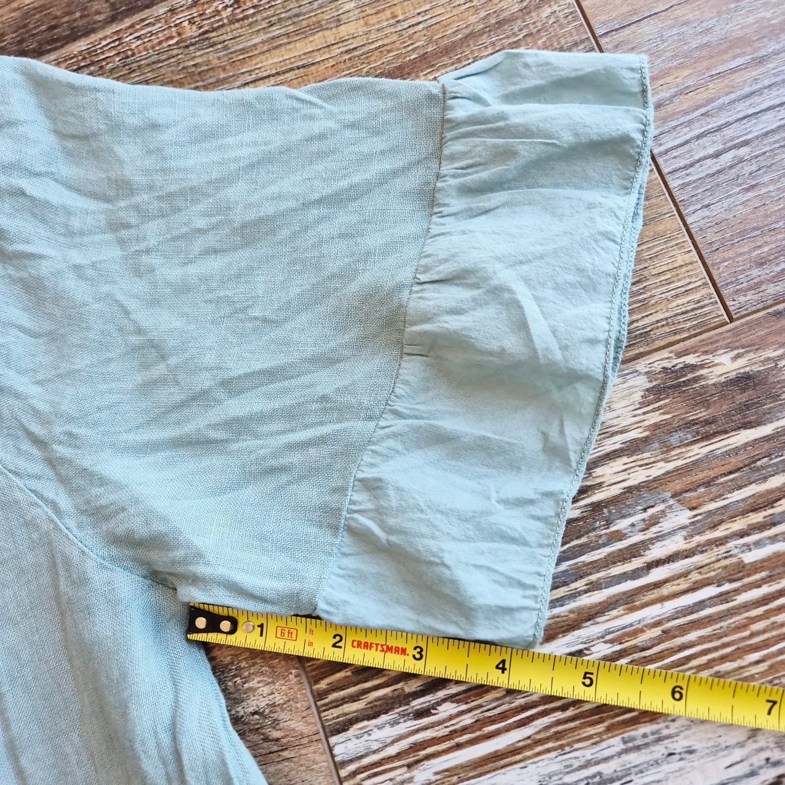Terzo Millennio Made in Italy Linen Off-Shoulder Top Short Sleeve Green Womens M - Thumbnail 10